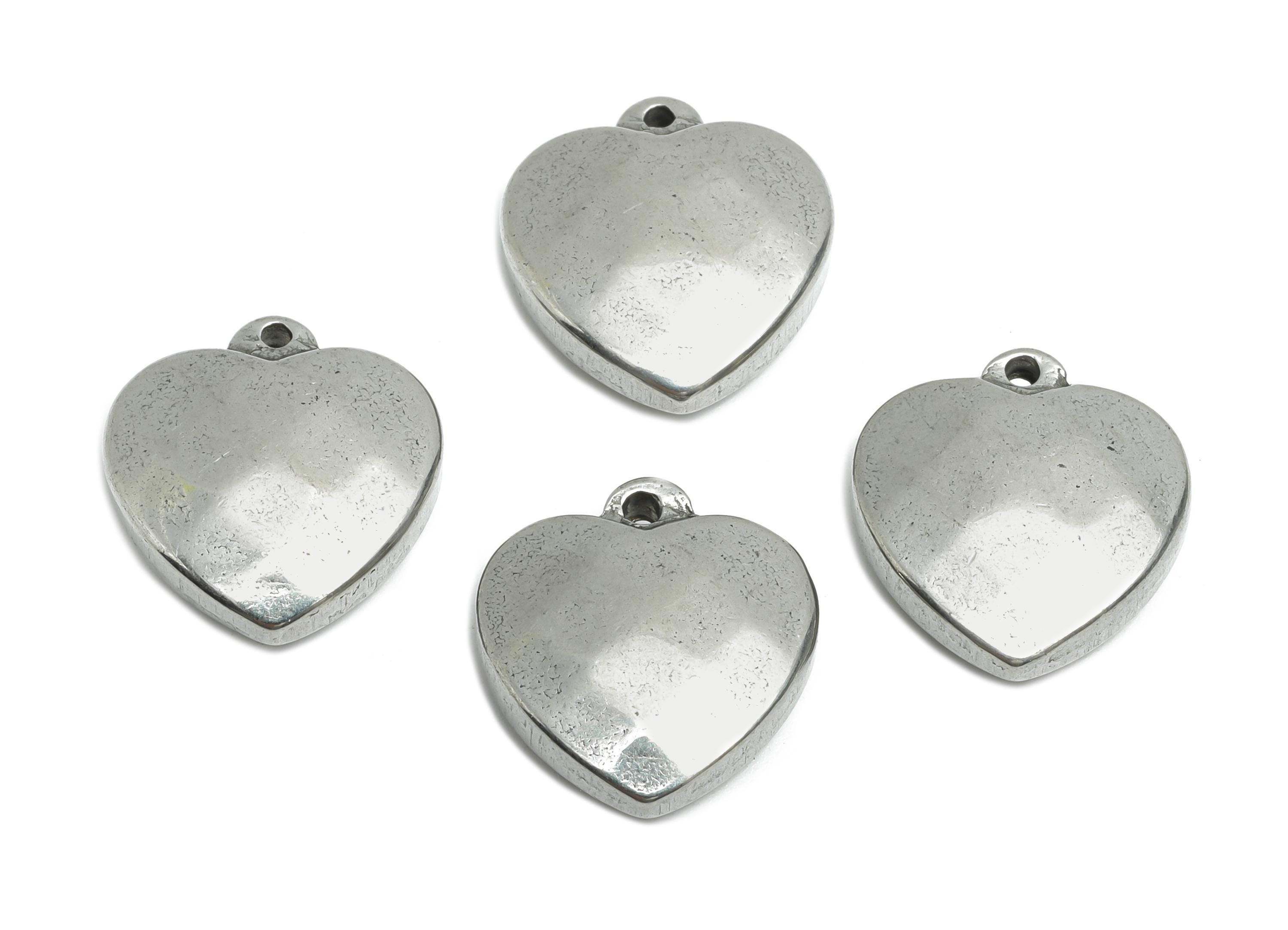 Stainless Steel Heart Charms - Faceted Heart Necklace Pendant - Fashion Jewelry Heart Pendant - Smooth Heart Charm - 16x15x5.02mm - SS1757 - DOMEDBAZAAR