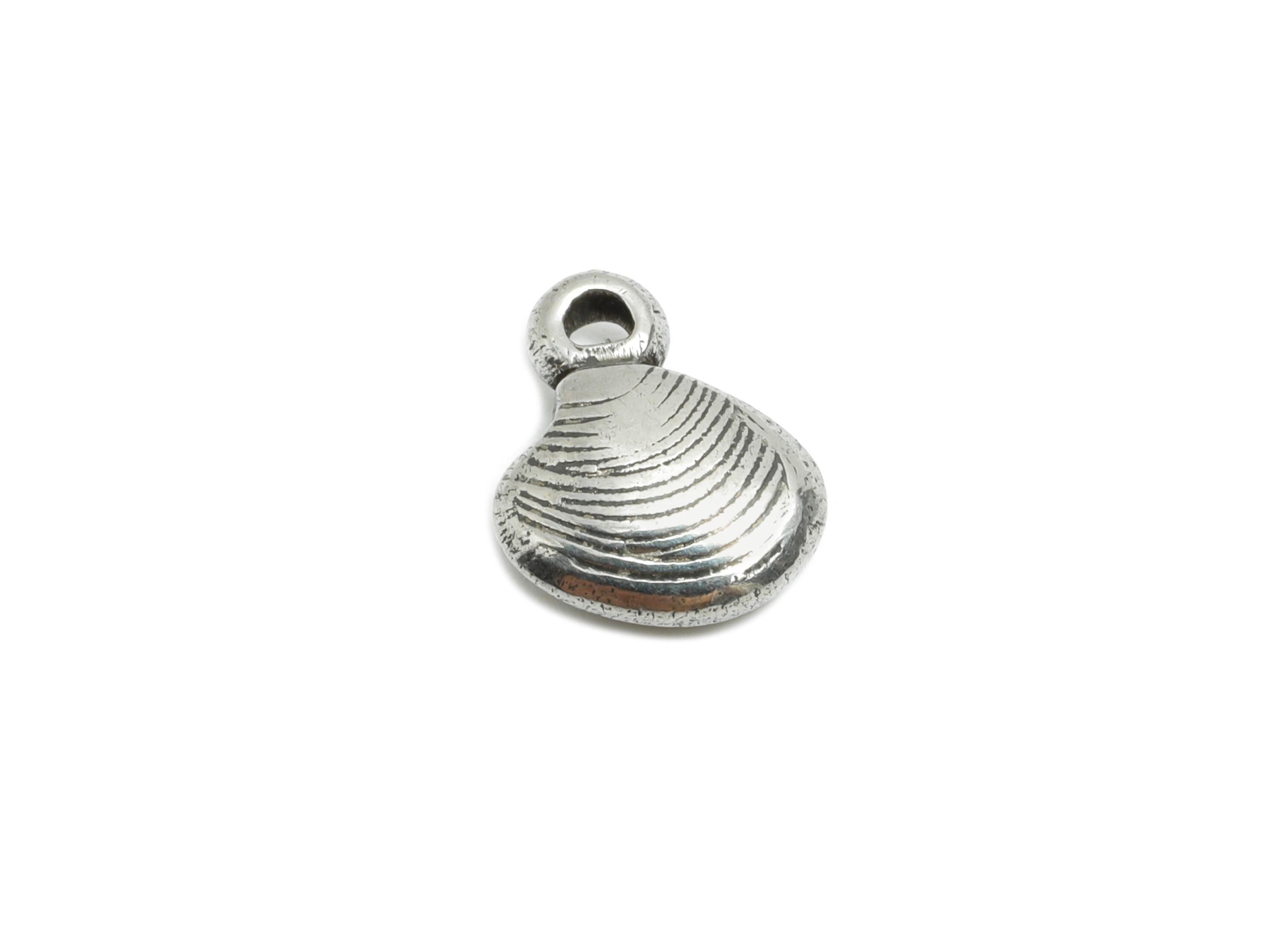 Stainless Steel Shell Charm - Textured Silver Shell Bracelet Charm - Simple Marine Charm - Minimalist Jewelry DIY - 10.26x8.5x3.1mm - SS1860 - DOMEDBAZAAR