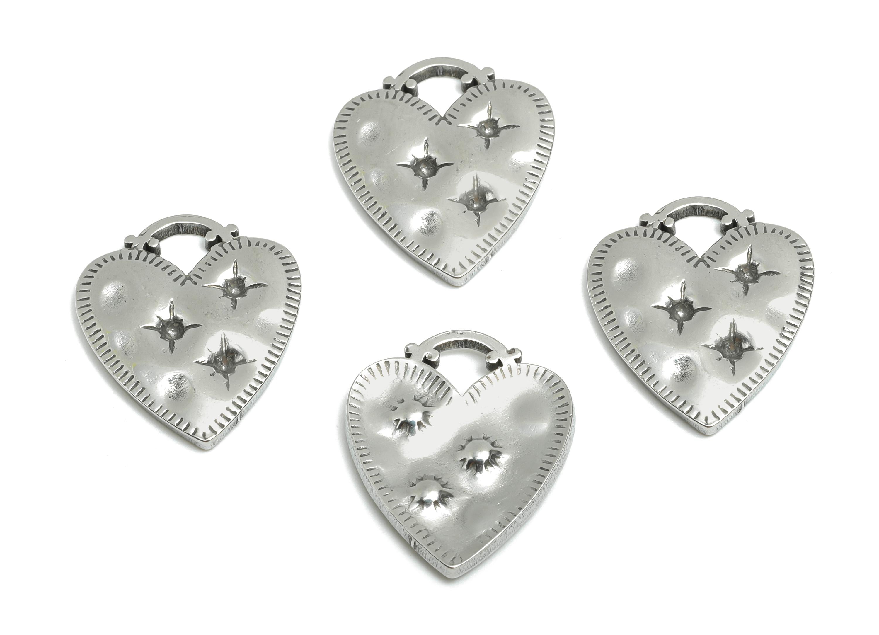 Stainless Steel Heart Charms - Steel Heart with Raised Stars For Gem - Unique Geometric Heart Pendant with Star - 20x16x2.38mm - SS1877 - DOMEDBAZAAR
