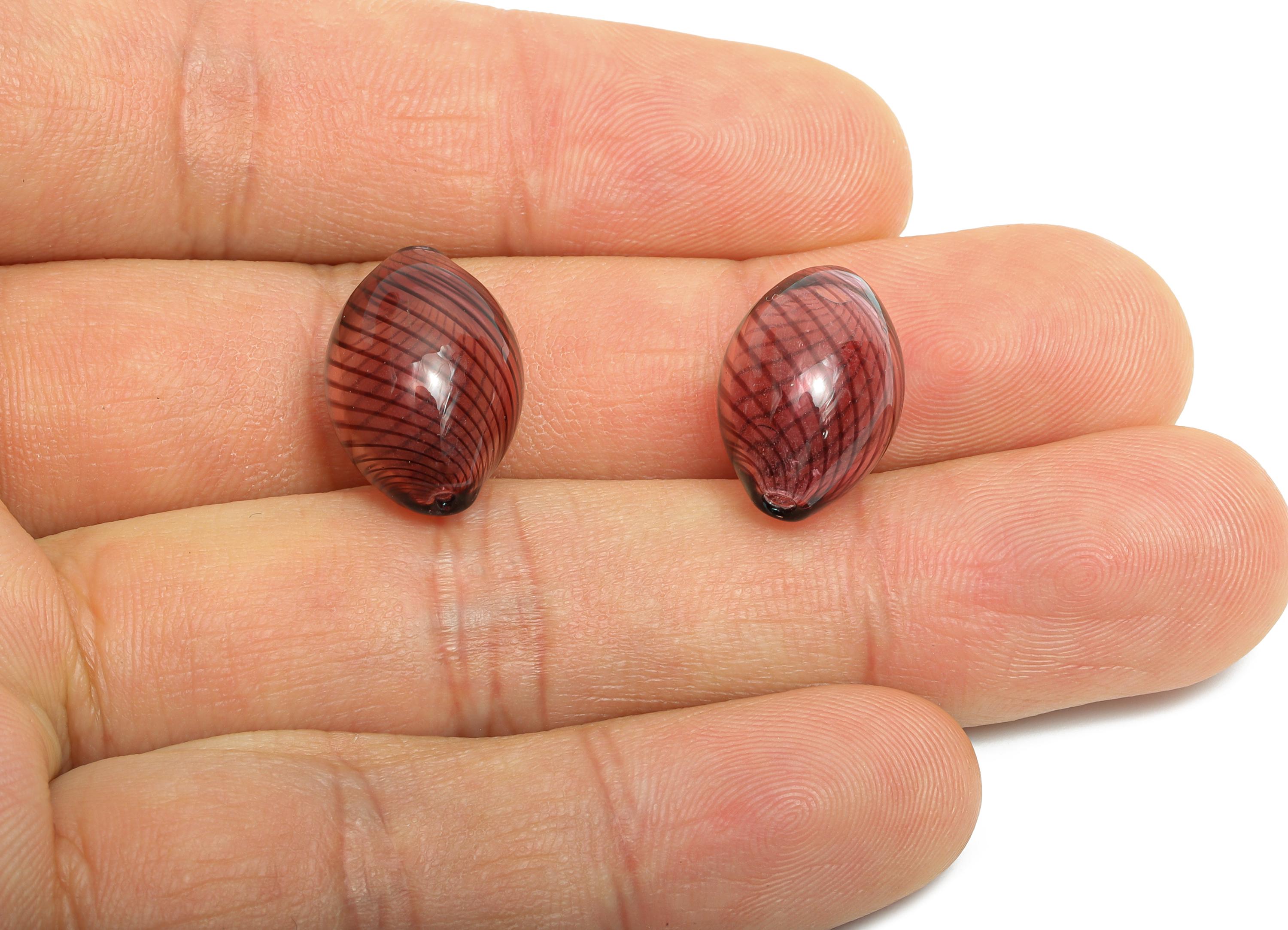 Swirled Glass Teardrop Bead - Enamel Handcrafted Lampwork Glass Charm - Transparent Glass Teardrop for Jewelry - 16x11.76x11mm - GS1344 - DOMEDBAZAAR