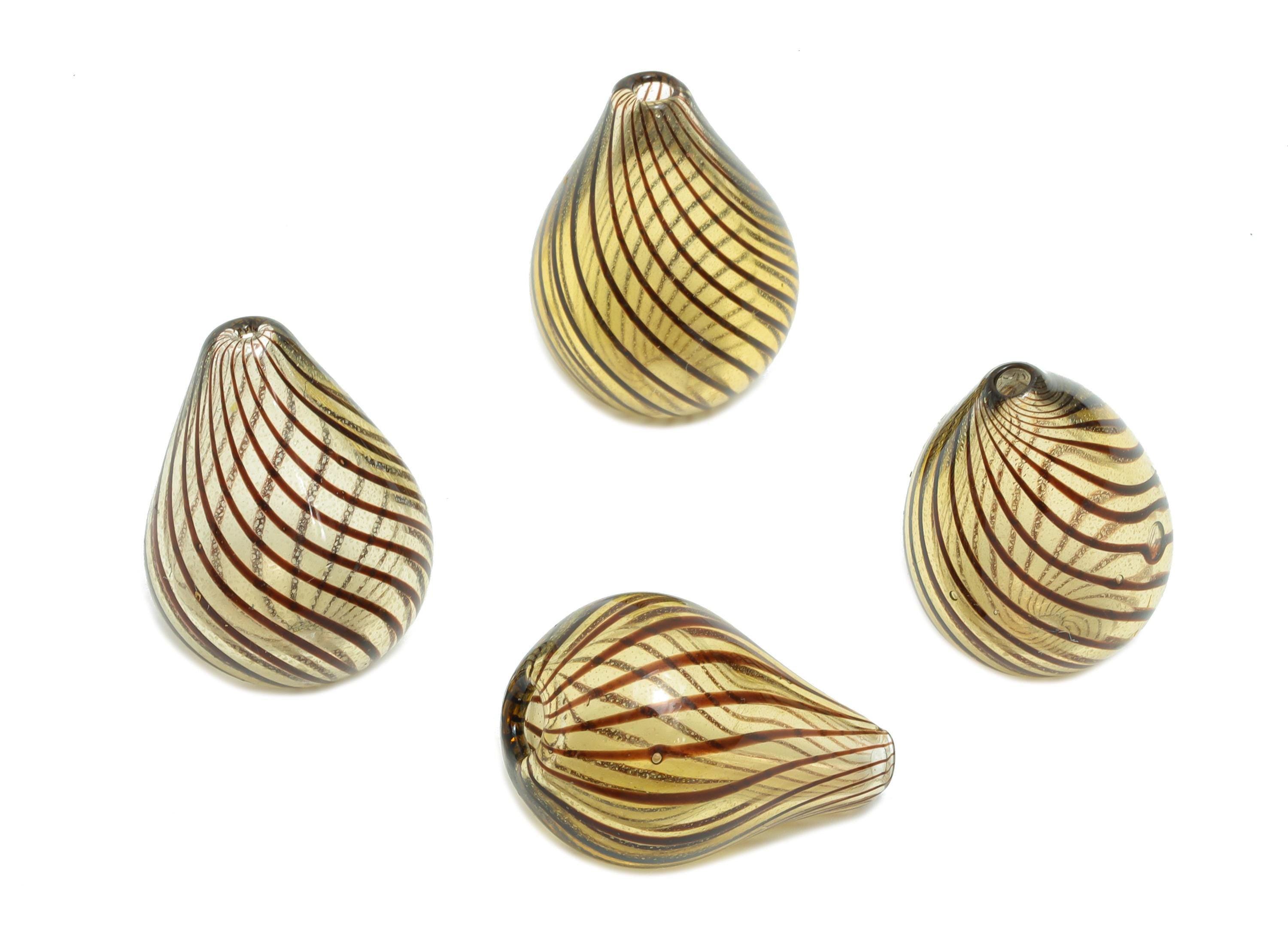 Swirled Glass Teardrop Bead - Enamel Handcrafted Lampwork Glass Charm - Transparent Glass Teardrop for Jewelry - 20x13x13mm - GS1350 - DOMEDBAZAAR