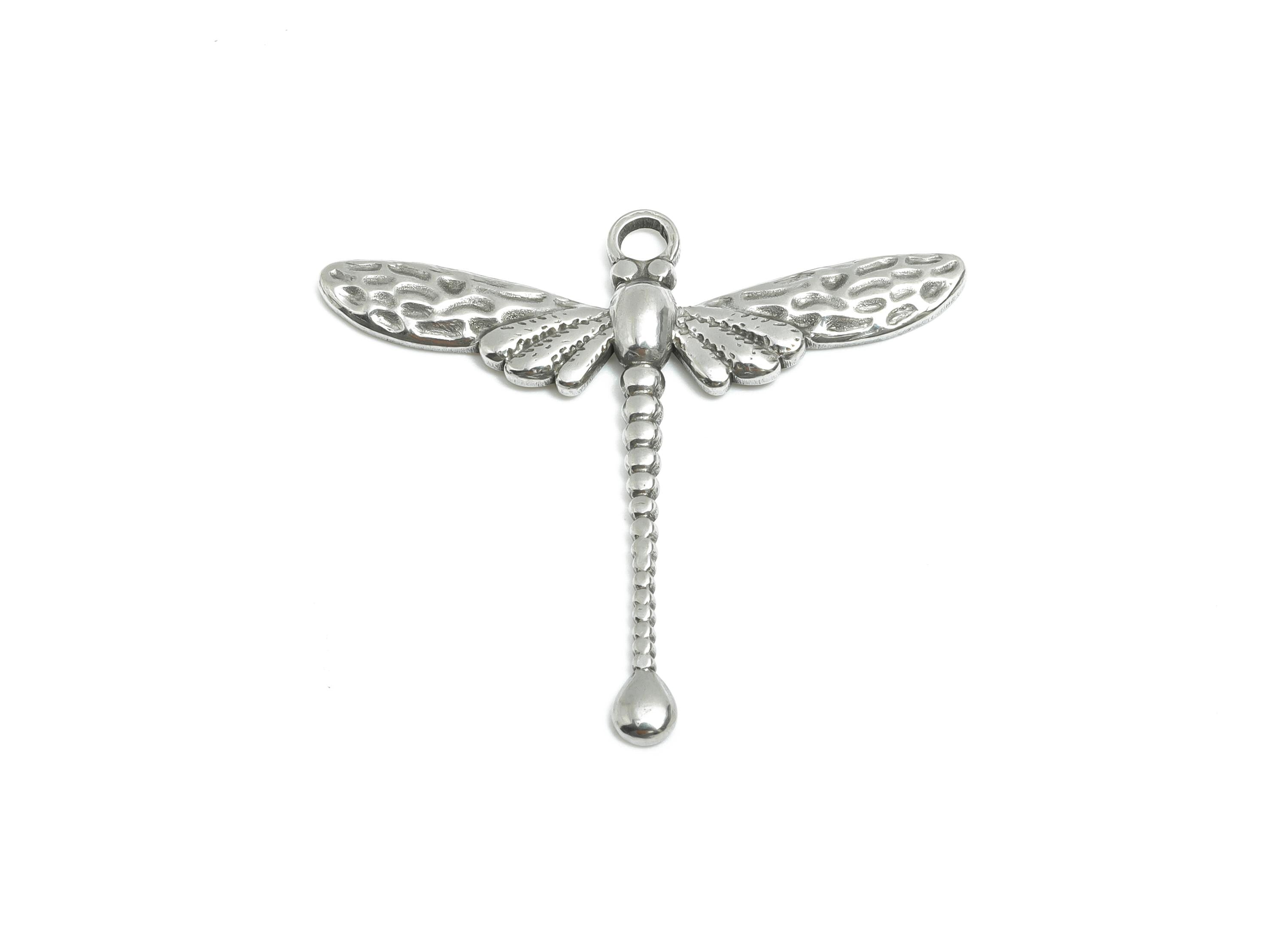 Stainless Steel Dragonfly Pendant - Dragonfly Jewelry Charm - Elegant Insect Pendant - Animal Charm for Jewelry - 31x35x2.35mm - SS1753 - DOMEDBAZAAR