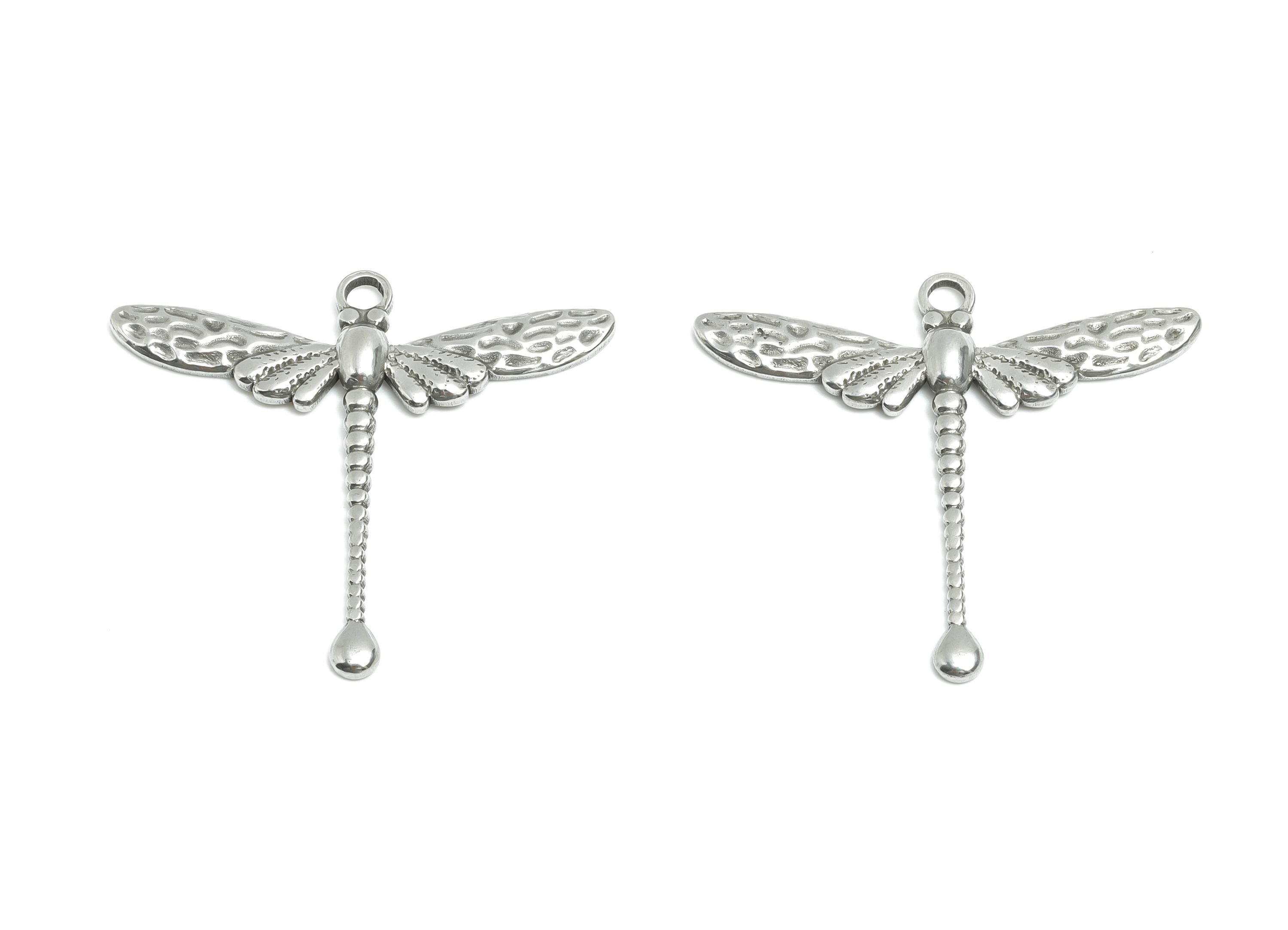 Stainless Steel Dragonfly Pendant - Dragonfly Jewelry Charm - Elegant Insect Pendant - Animal Charm for Jewelry - 31x35x2.35mm - SS1753 - DOMEDBAZAAR