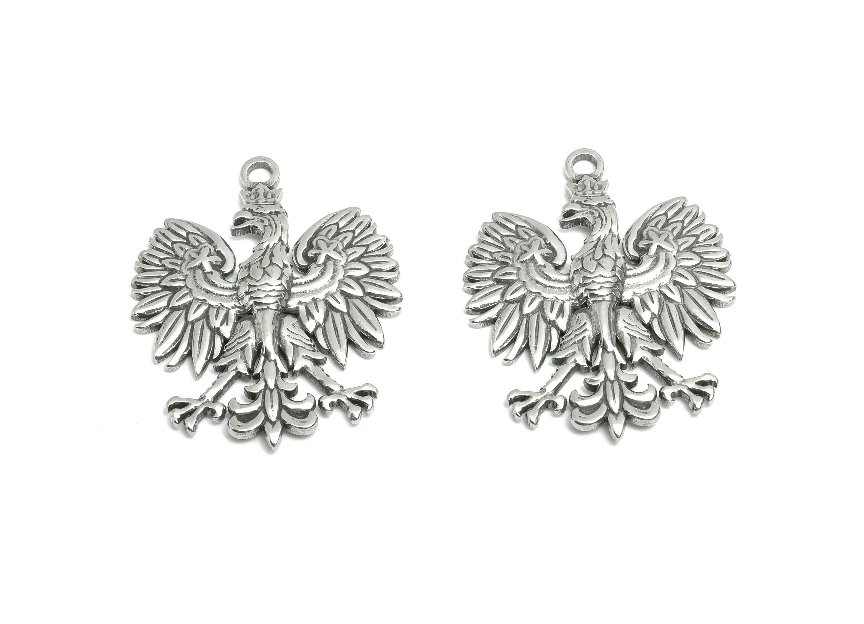 Stainless Steel Eagle Pendant - Detailed Eagle Jewelry Charm - Regal Eagle Pendant Design - Animal Charm for Jewelry - 31x24x2mm - SS1845 - DOMEDBAZAAR