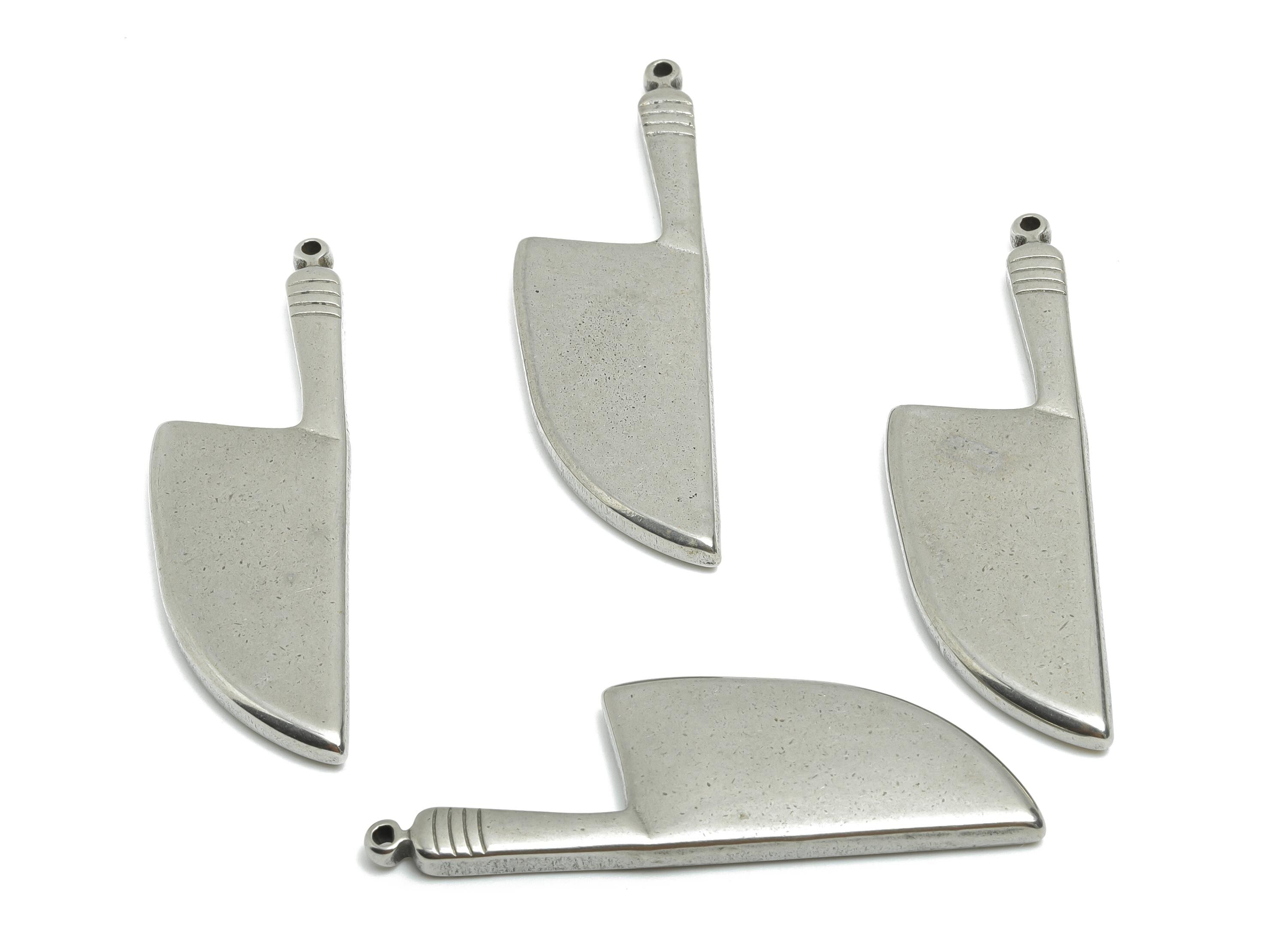 Stainless Steel Knife Charm - Culinary Tools Necklace Pendant - Silver Punk Style Pendant - Steel Jewelry Accessory - 52.6x16.6x4mm - SS1960 - DOMEDBAZAAR