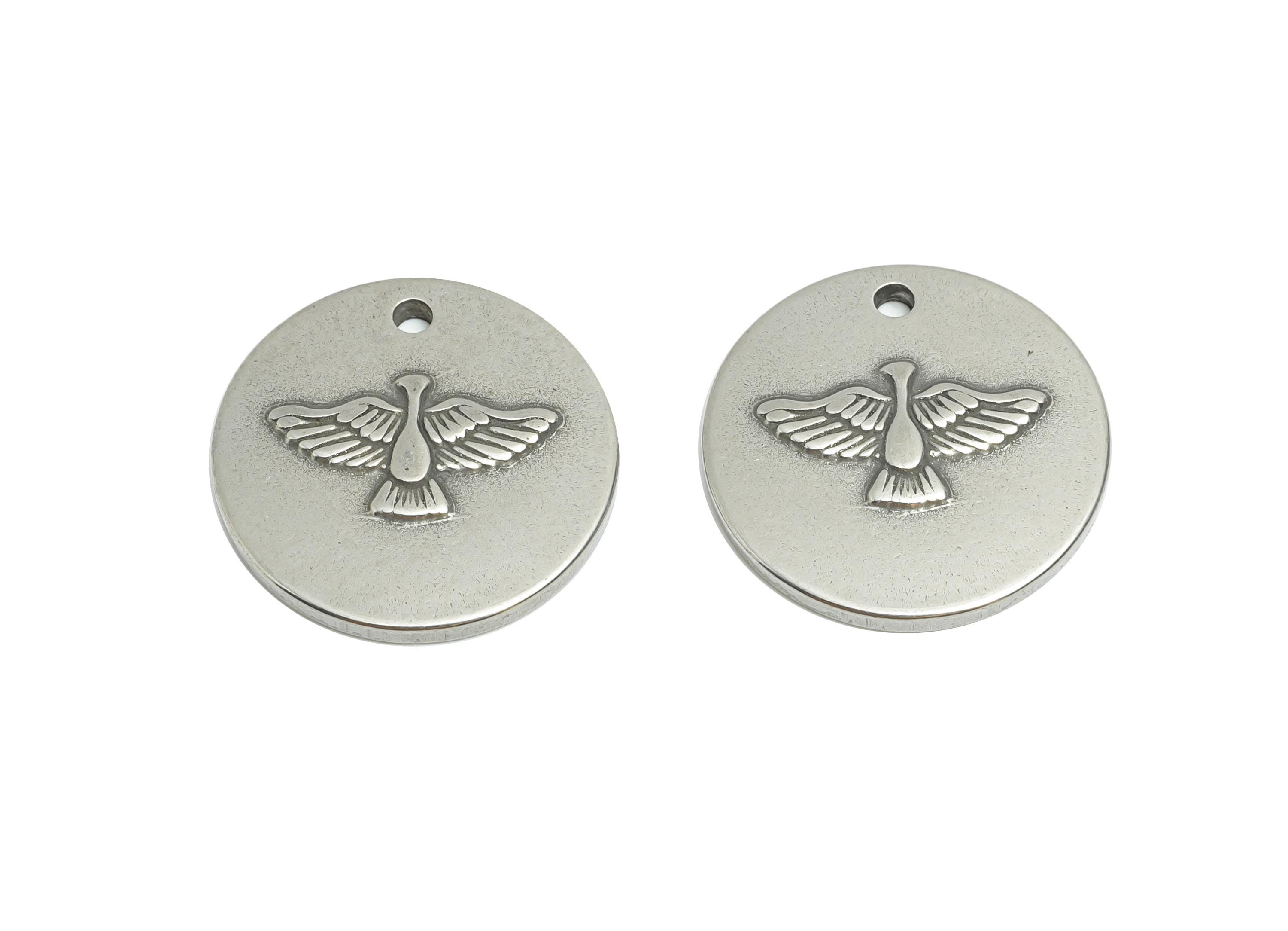 Stainless Steel Eagle Pendant - Round Eagle Jewelry Charm - Regal Eagle Pendant Design - Animal Charm for Jewelry - 20x20x2.26mm - SS1821 - DOMEDBAZAAR