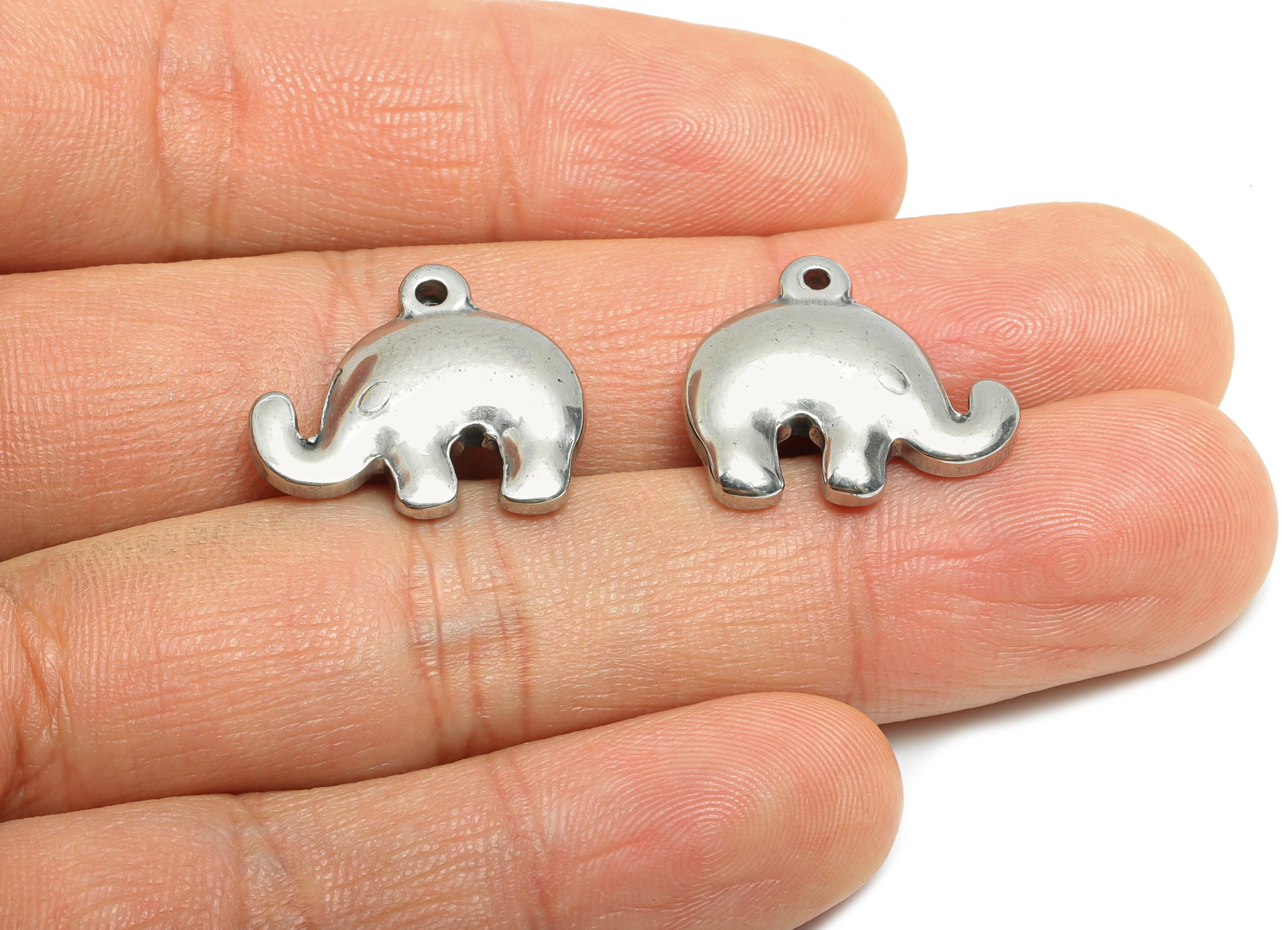 Stainless Steel Elephant Pendant - Cute Elephant Jewelry Charm - Elephant Pendant for Necklace - Animal  Jewelry - 17x20x4.64mm - SS1847 - DOMEDBAZAAR