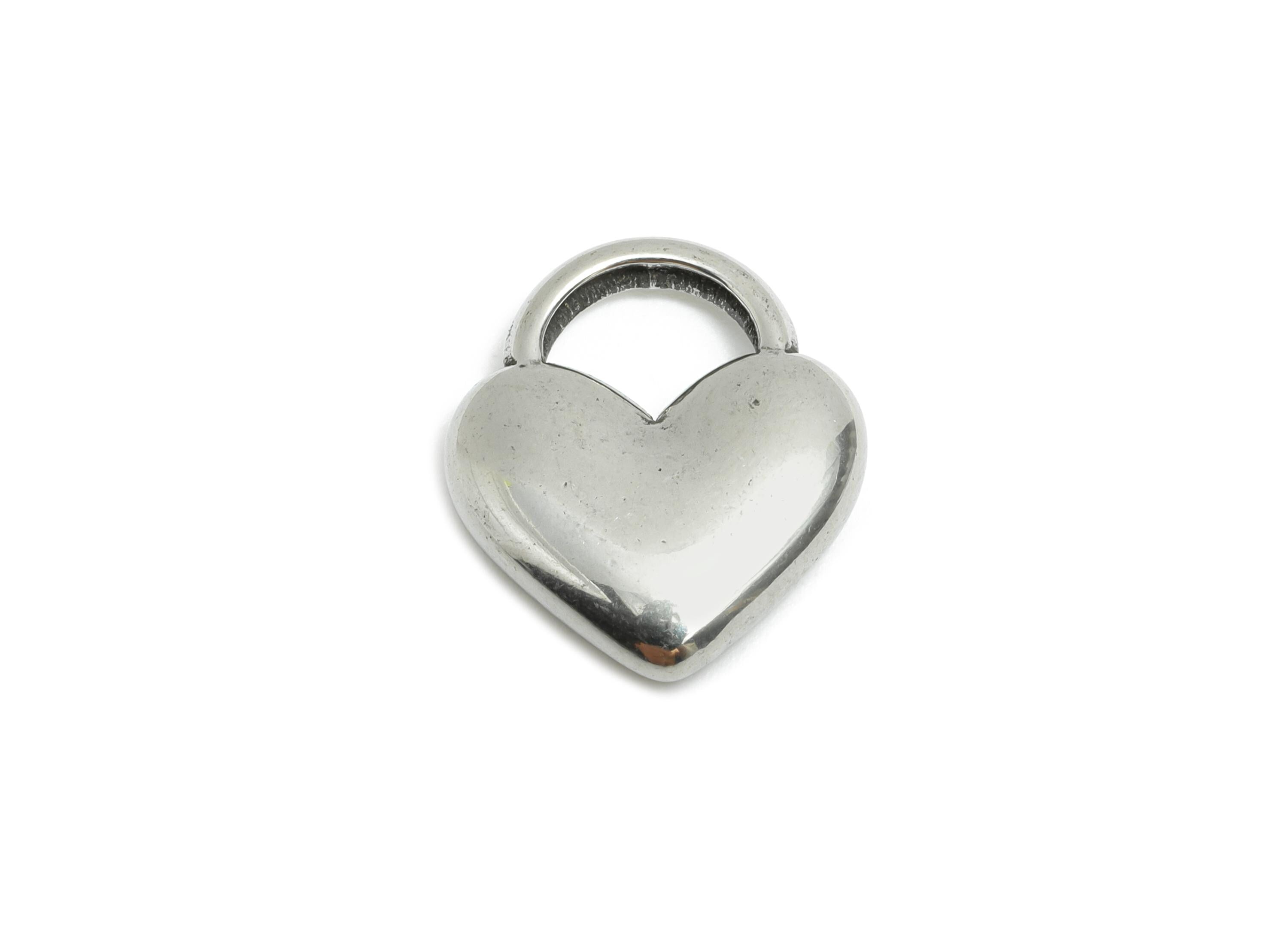 Stainless Steel Heart Charms - Smooth Heart Lock Pendant - Vintage Heart Lock Design - Symbolic Love Lock Jewelry - 16x14x3.72mm - SS1950 - DOMEDBAZAAR