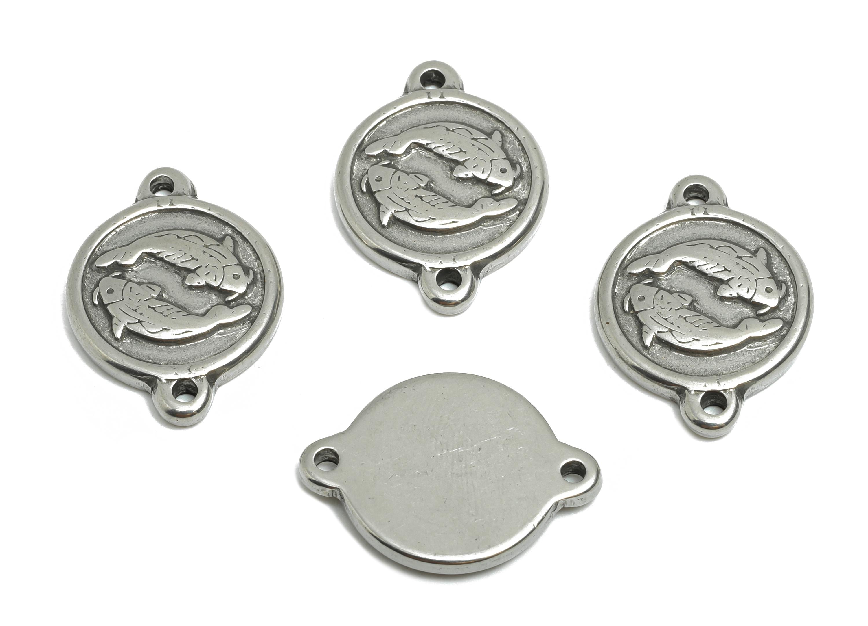 Steel Pisces Zodiac Connector - Marine Fish Jewelry For Bracelet - Pisces Astrology Charm for Necklace - Steel Jewelry - 20x15x2mm -SS1806 - DOMEDBAZAAR