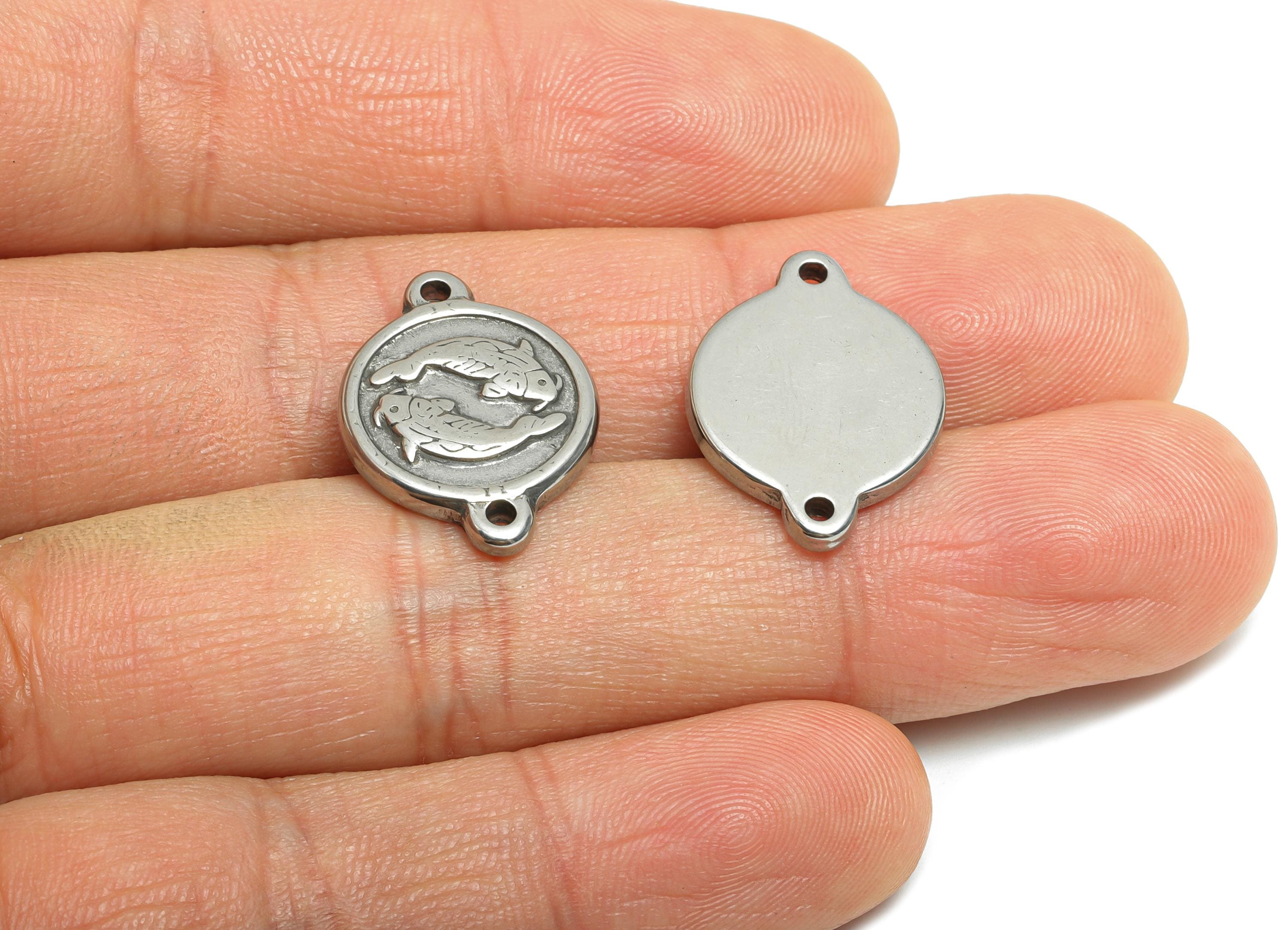 Steel Pisces Zodiac Connector - Marine Fish Jewelry For Bracelet - Pisces Astrology Charm for Necklace - Steel Jewelry - 20x15x2mm -SS1806 - DOMEDBAZAAR