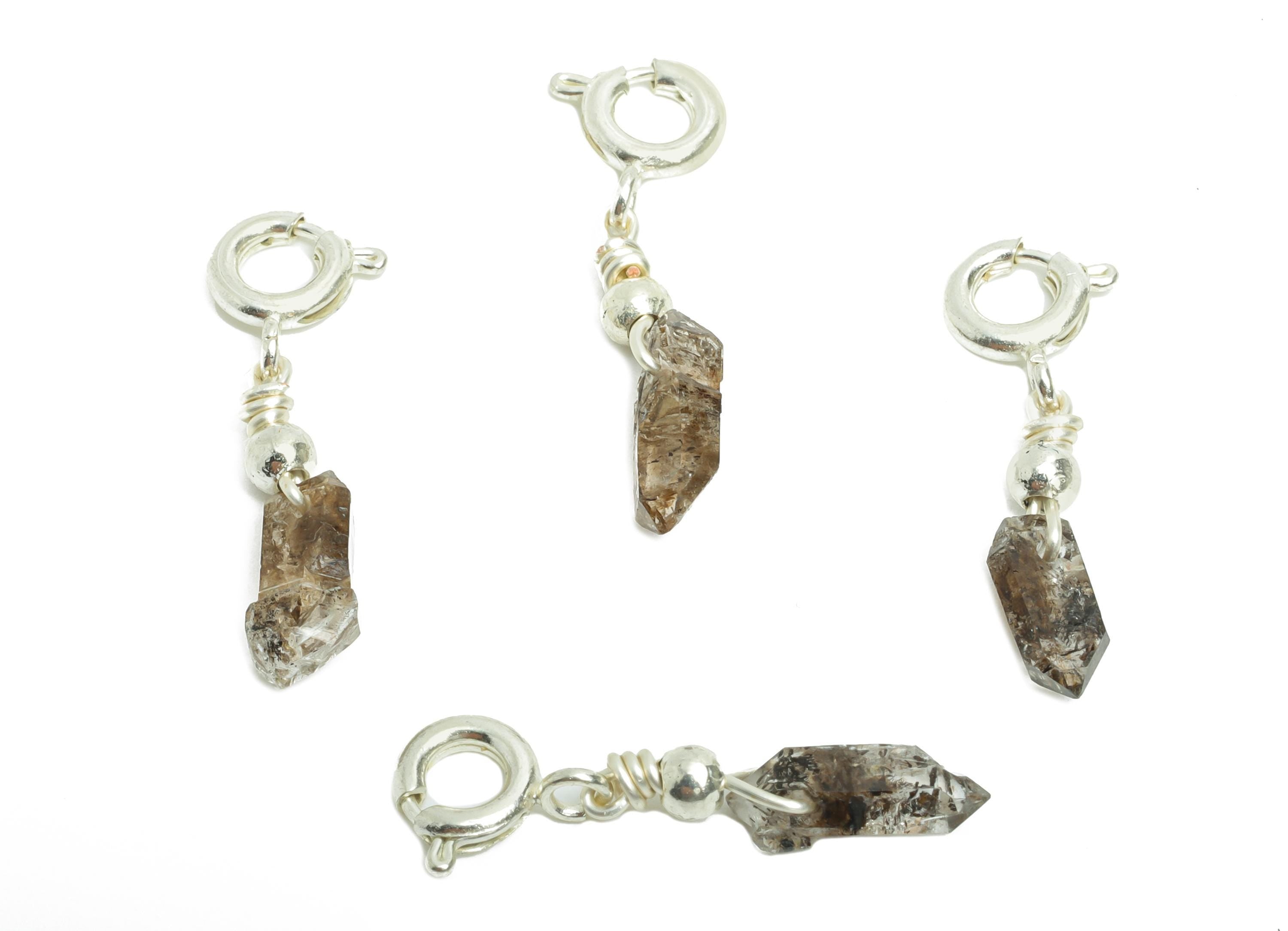 Brass Herkimer Clasp Charm - Enamel Accent Clasp Necklace Charm - Quartz Gemstone Charm with Clasp - Bracelet Charm - 24x7.66x3.6mm - NS2861 - DOMEDBAZAAR