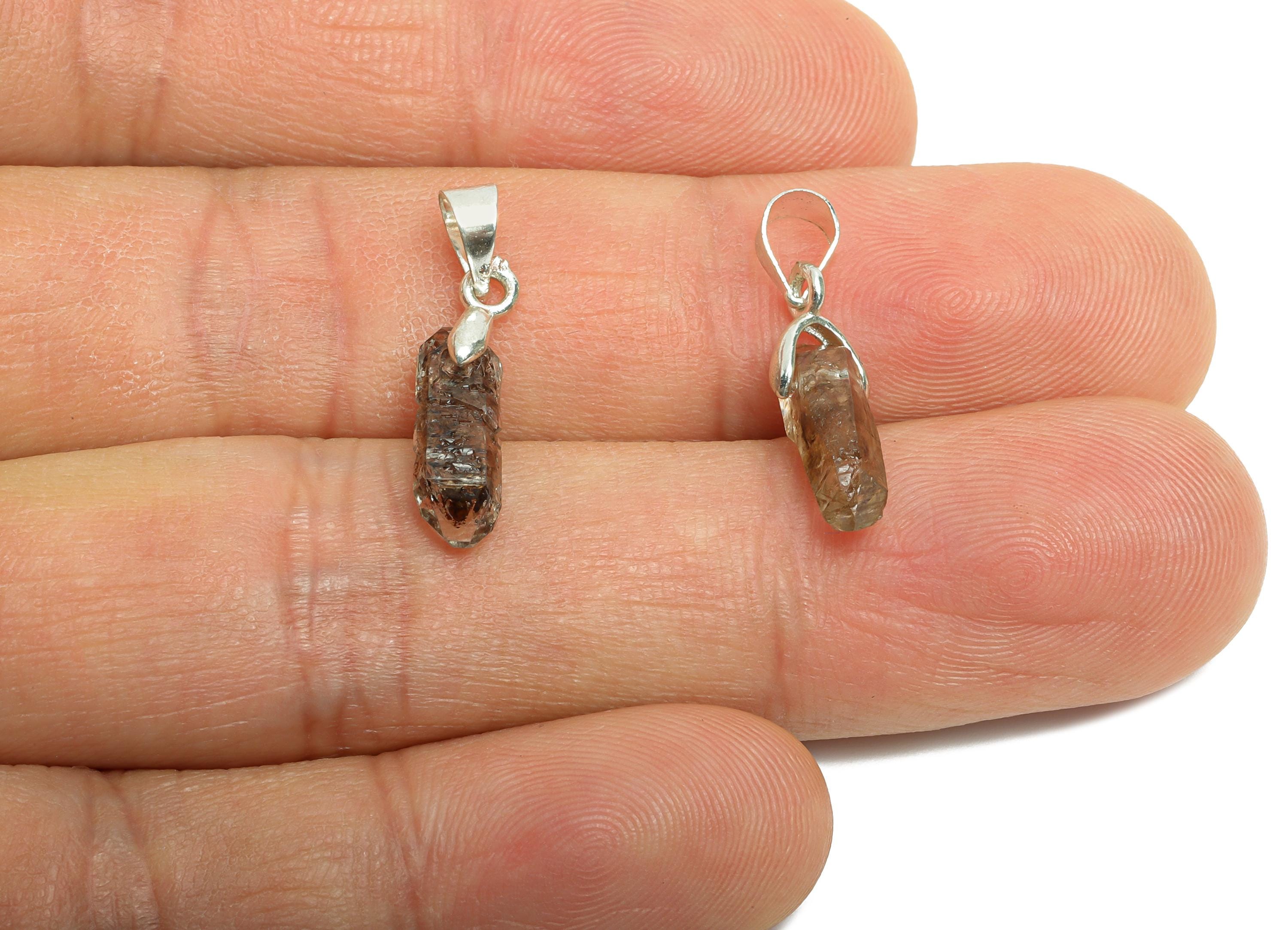 Brass Herkimer Bail Charm - Brass Enamel Accent Bail Necklace Charm - Modern Quartz Gemstone Charm - Bracelet Charm - 28x6x5.58mm - NS2863 - DOMEDBAZAAR