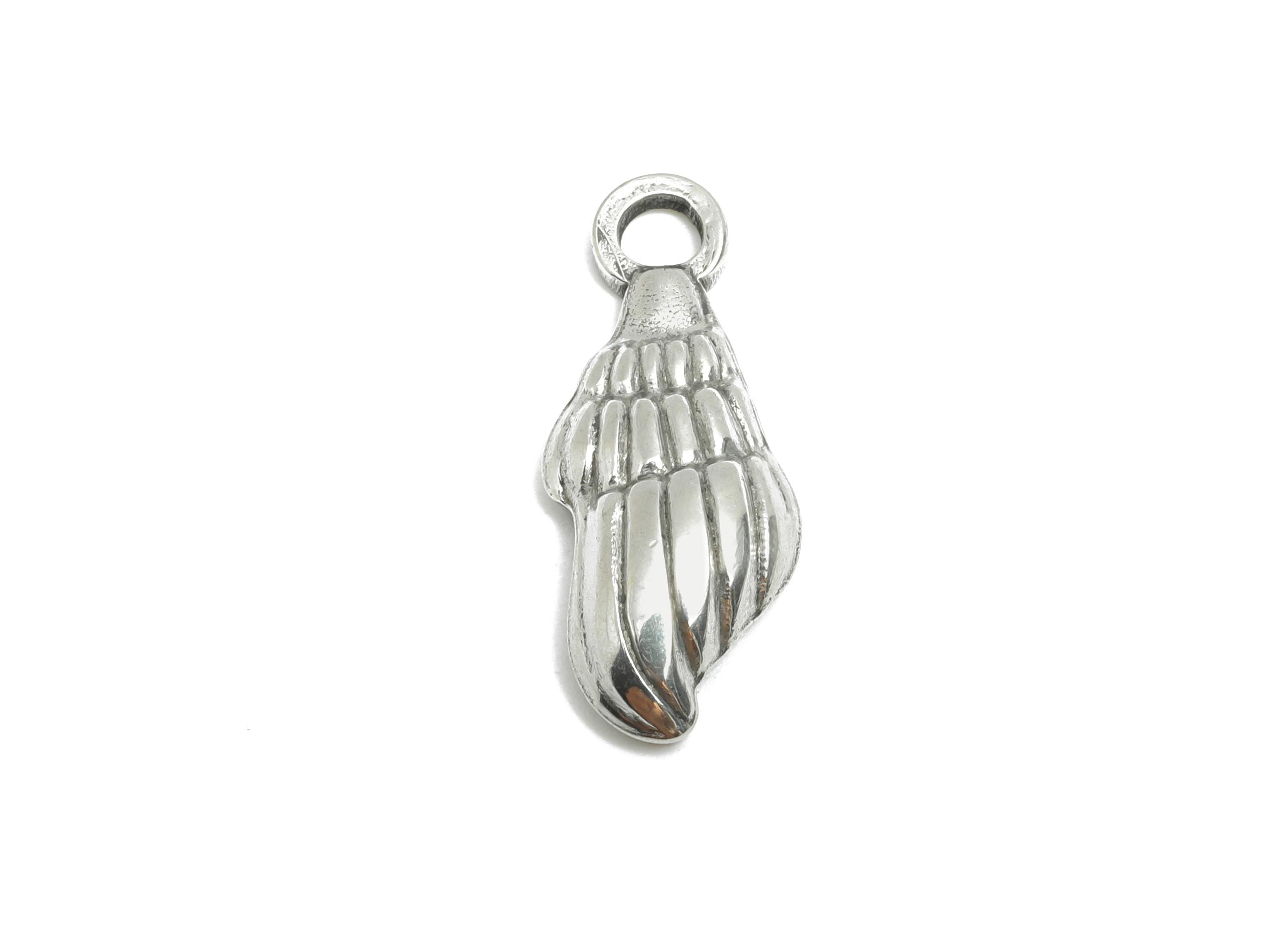 Steel Sea Shell Pendant - Textured Marine Life Pendant - Vintage Spiral Shell Jewelry - Stainless Steel Jewelry - 21x8.6x3mm - SS1786 - DOMEDBAZAAR