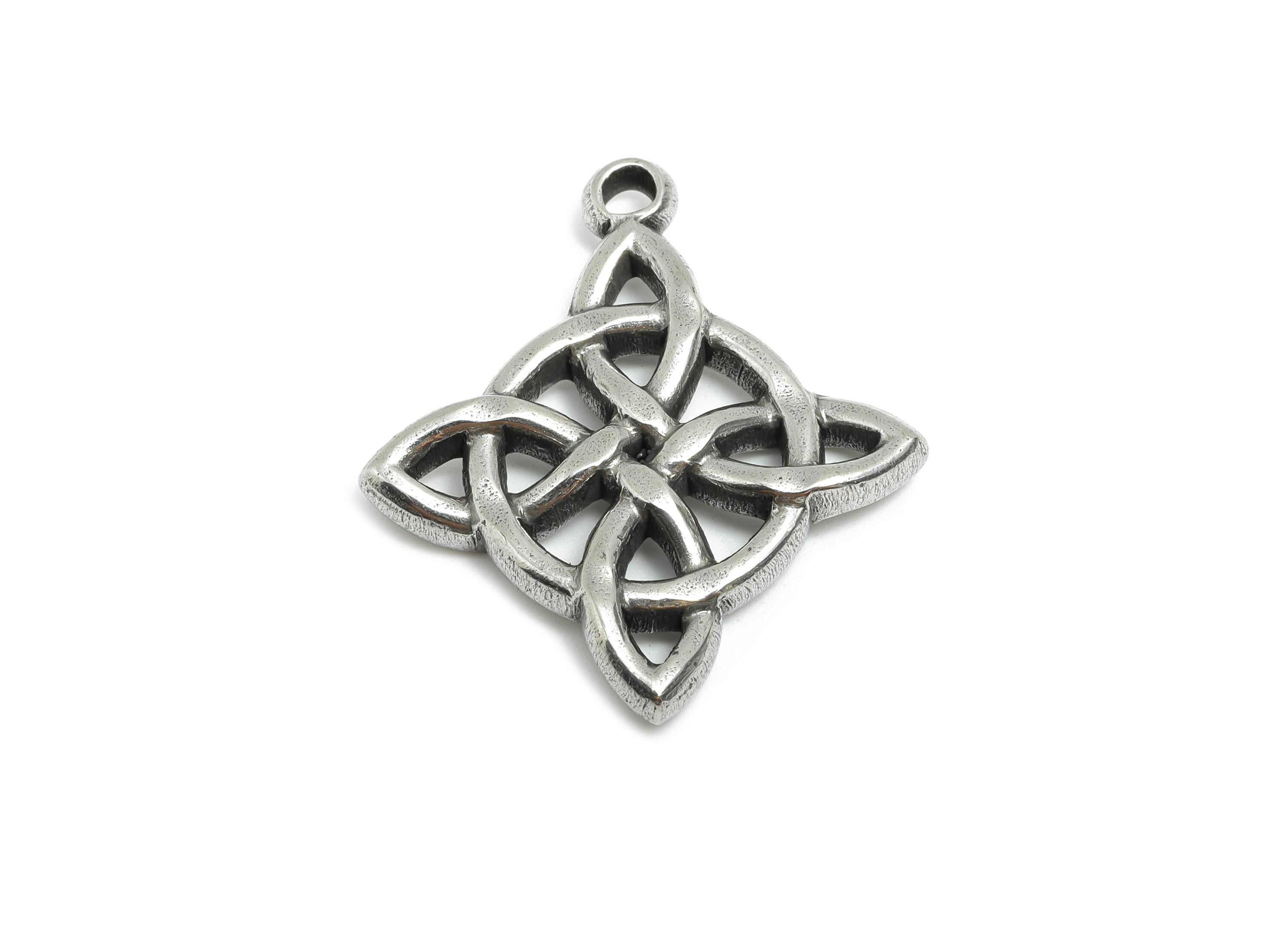 Steel Celtic Knot Pendant - Intricate Knotwork Charm - Vintage Knot Steel Jewelry - Geometry Knot Steel Jewelry - 34x30x4.28mm - SS1978 - DOMEDBAZAAR