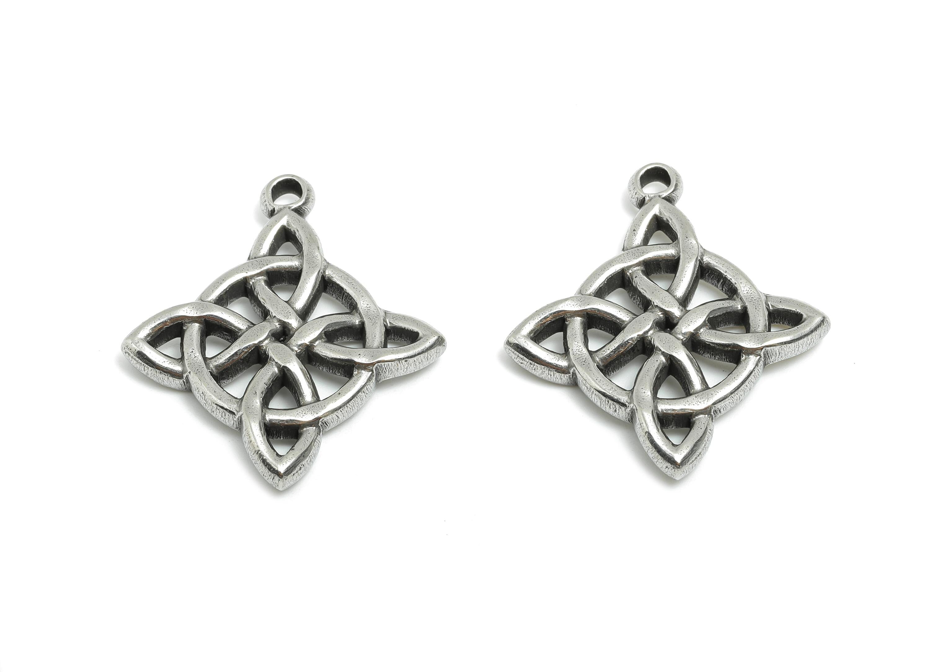 Steel Celtic Knot Pendant - Intricate Knotwork Charm - Vintage Knot Steel Jewelry - Geometry Knot Steel Jewelry - 34x30x4.28mm - SS1978 - DOMEDBAZAAR