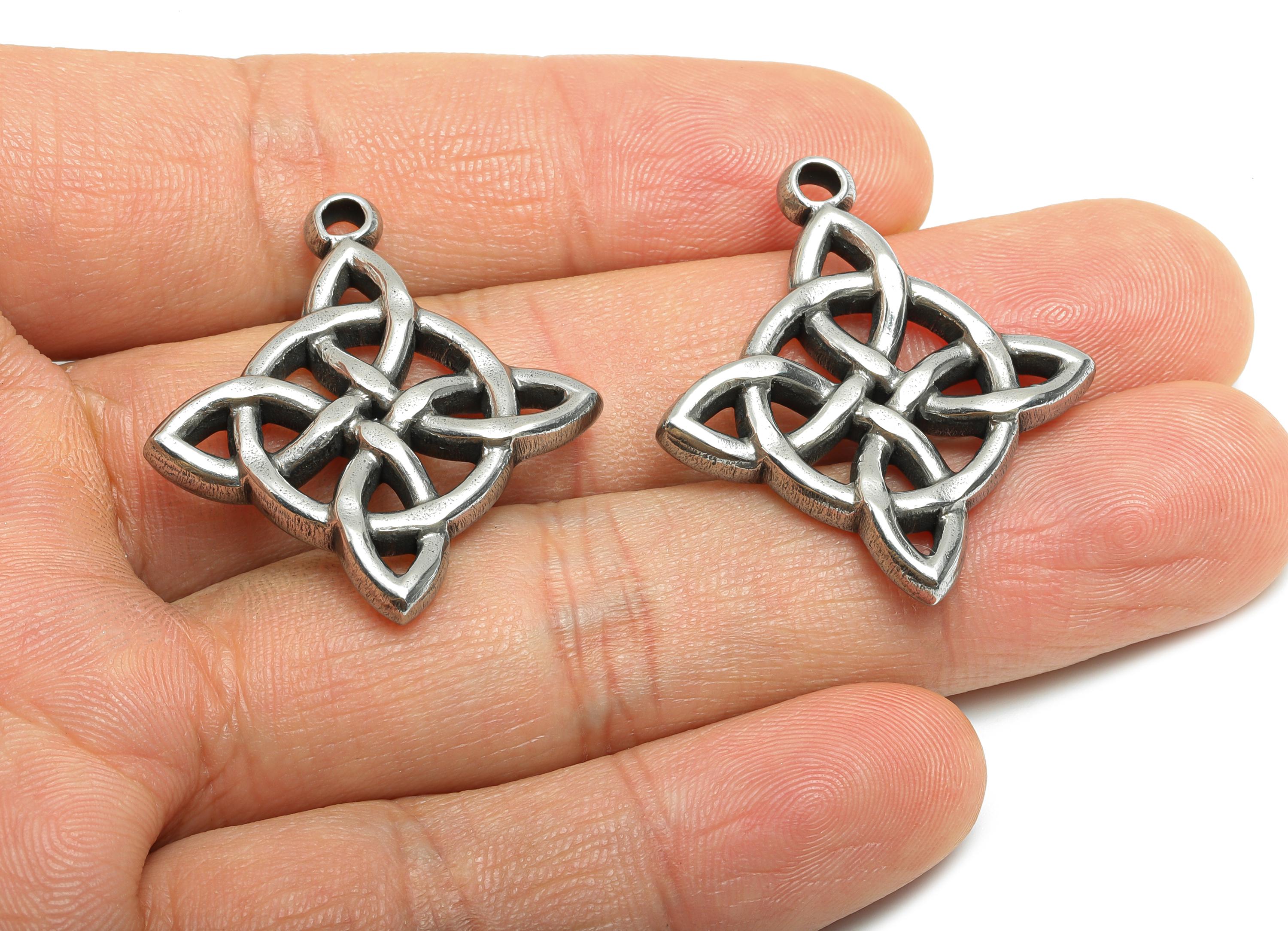 Steel Celtic Knot Pendant - Intricate Knotwork Charm - Vintage Knot Steel Jewelry - Geometry Knot Steel Jewelry - 34x30x4.28mm - SS1978 - DOMEDBAZAAR