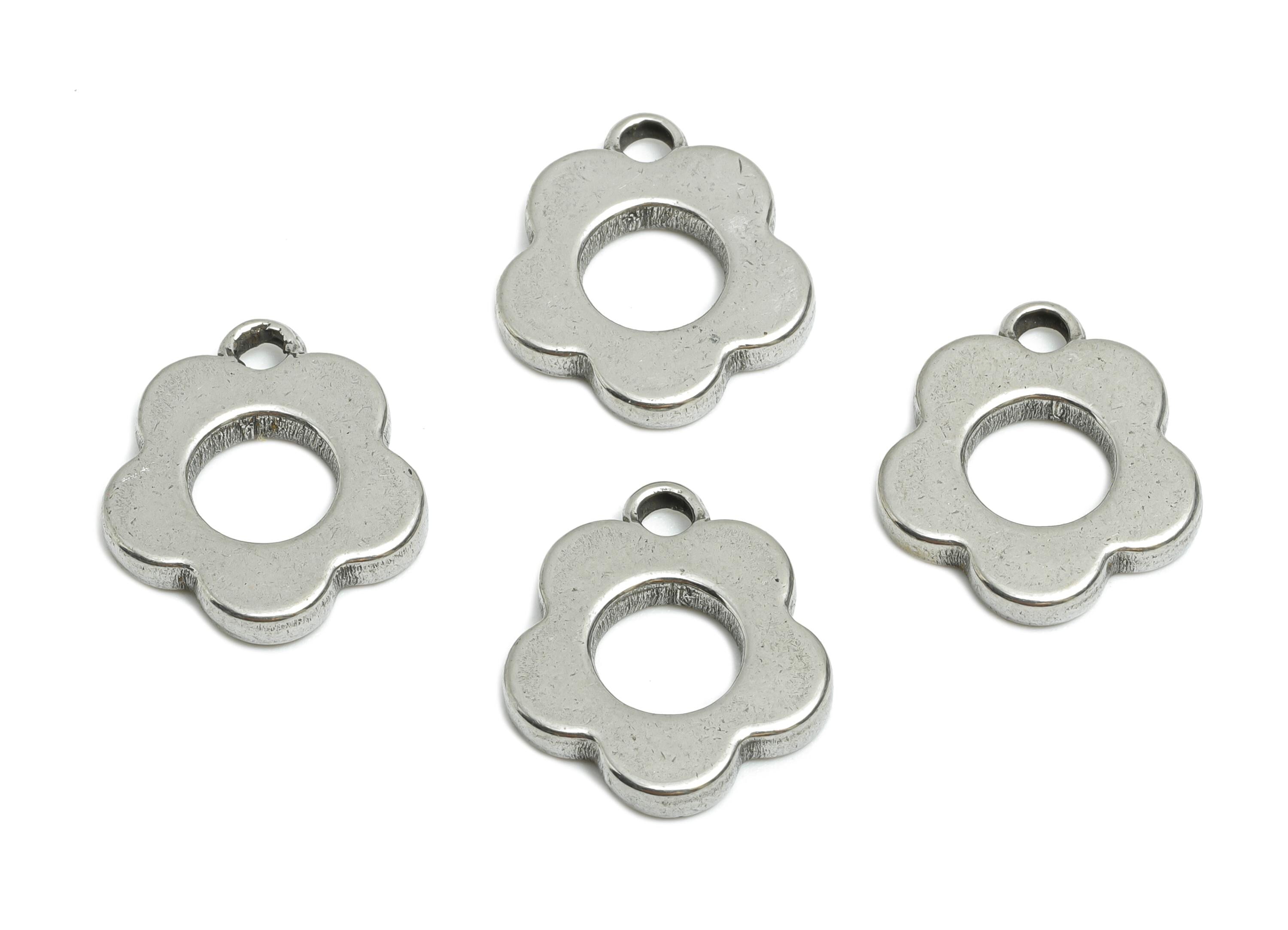 Steel Daisy Charm - Flower Cutout Charm For Necklace - Steel Hollow Floral  Bloom Pendant - Stainless Steel Jewelry - 17x15x2.54mm - SS1850 - DOMEDBAZAAR