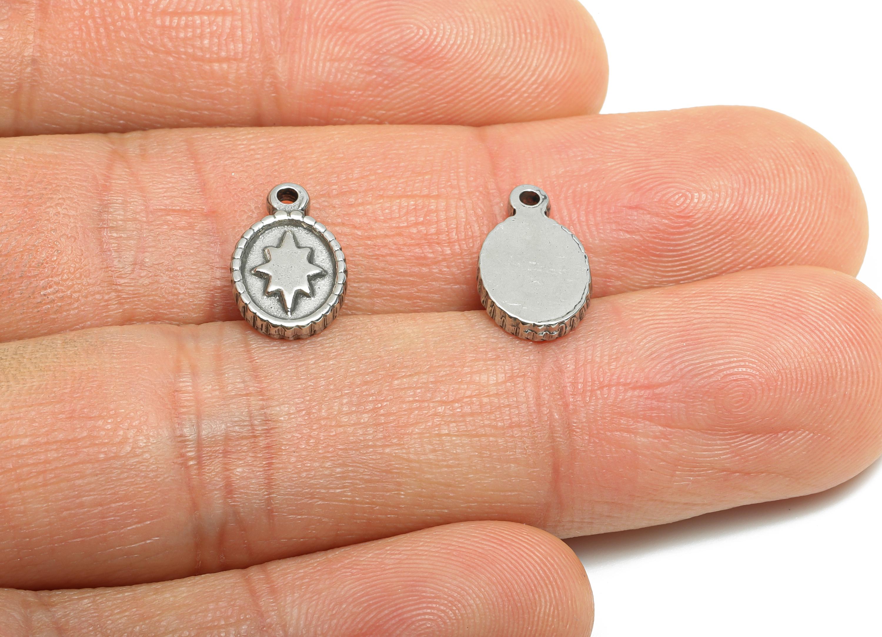 Steel Star Pendant - Vintage Geometric Star Charm For Necklace - Steel Shiny Star Pendant - Stainless Steel Jewelry - 13x8x1.89mm - SS1776 - DOMEDBAZAAR