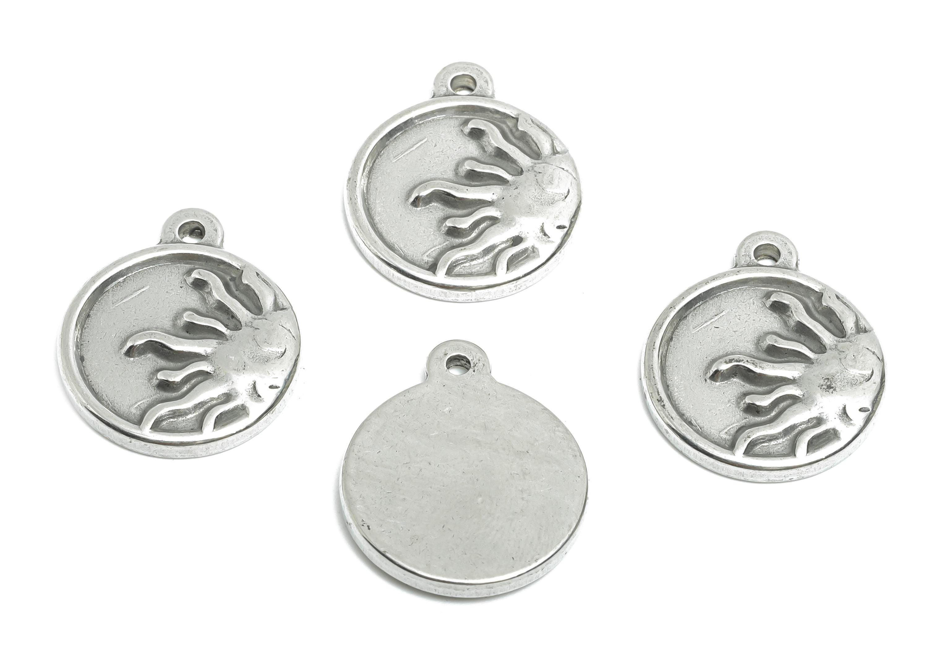 Steel Starburst Sun Charm - Textured Celestial Pendant for Necklace - Radiant Steel Sun Charm - Jewelry Accessory - 21.97x18x2.8mm - SS1815 - DOMEDBAZAAR