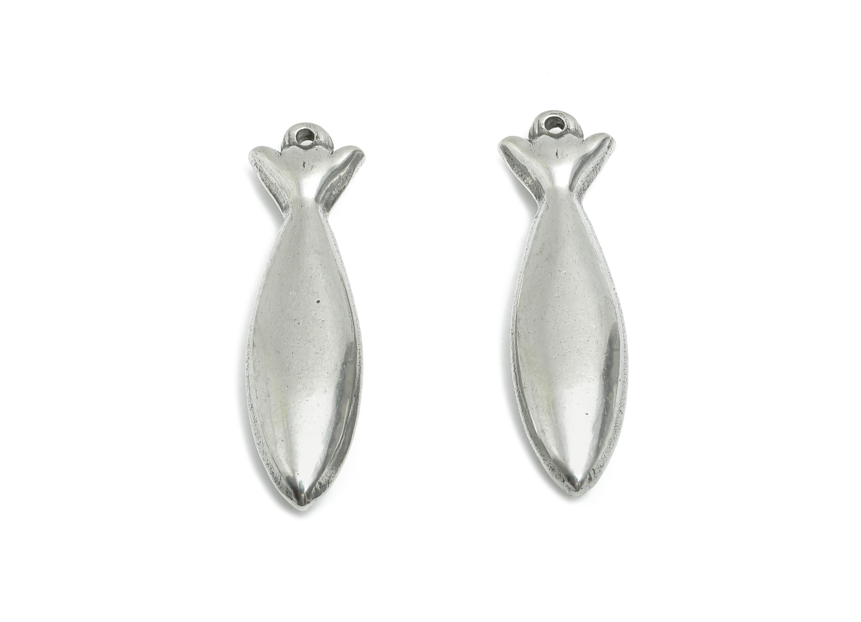 Stainless Steel Fish Pendant - Marine Life Jewelry for Necklace - Modern Tropical Fish Charm - Steel Jewelry Accessory - 37x10x5mm - SS1722 - DOMEDBAZAAR