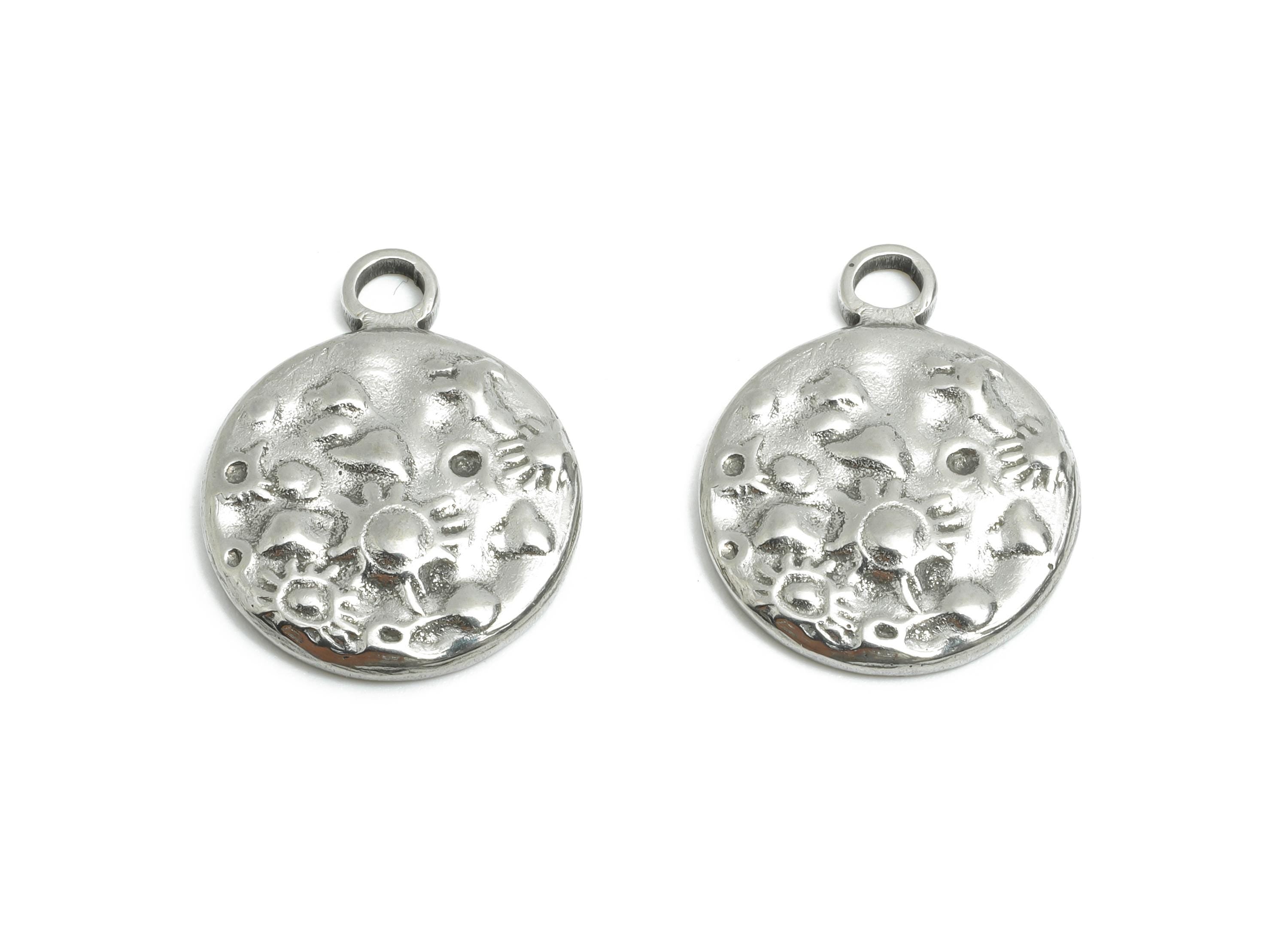 Steel Ocean Life Charm - Marine Animal Pendant for Necklace - Textured Crab Octopus Charm - Stainless Steel Jewelry - 19x15x2.54mm - SS1734 - DOMEDBAZAAR