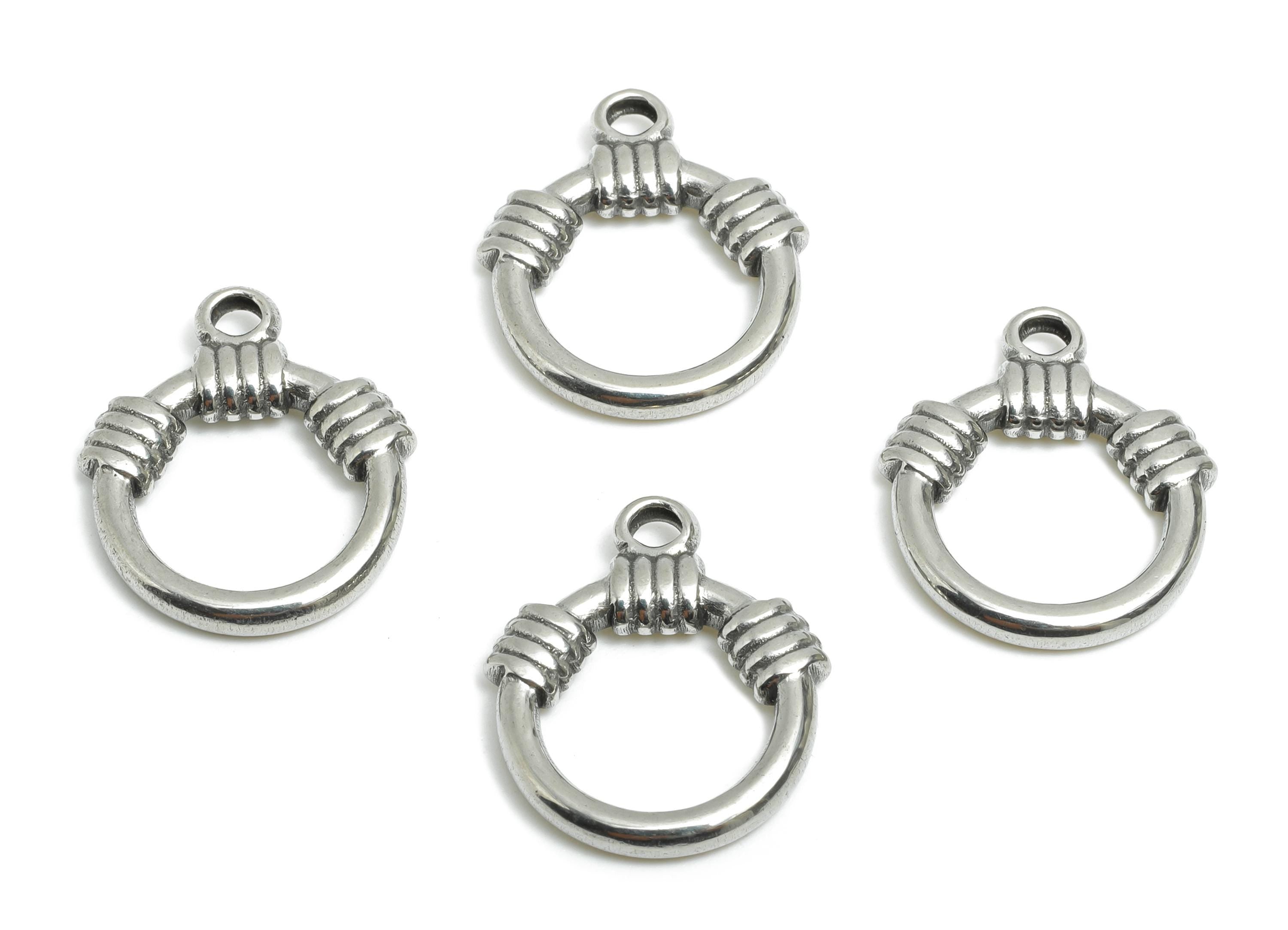 Steel Wire Wrapped Pendant - Circular Wire Jewelry for Necklace - Modern Minimalist Loop Charm - Steel Jewelry Accessory - 20x17x2mm -SS1768 - DOMEDBAZAAR