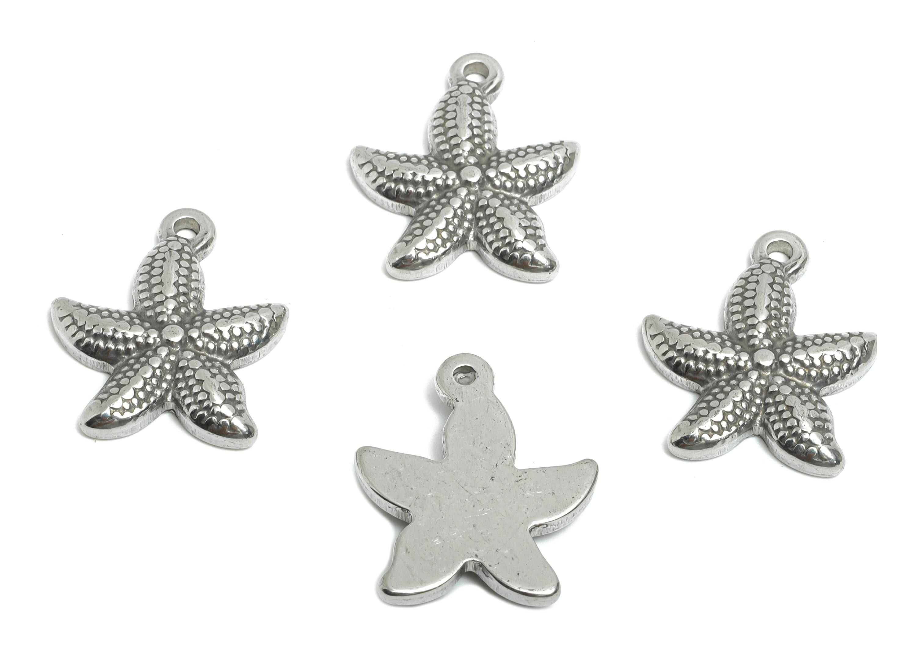 Steel Starfish Pendant - Textured Starfish Pendant for Necklace - Summer Vibe Marine Pendant - Steel Jewelry - 22.96x19.58x3.43mm - SS1876 - DOMEDBAZAAR