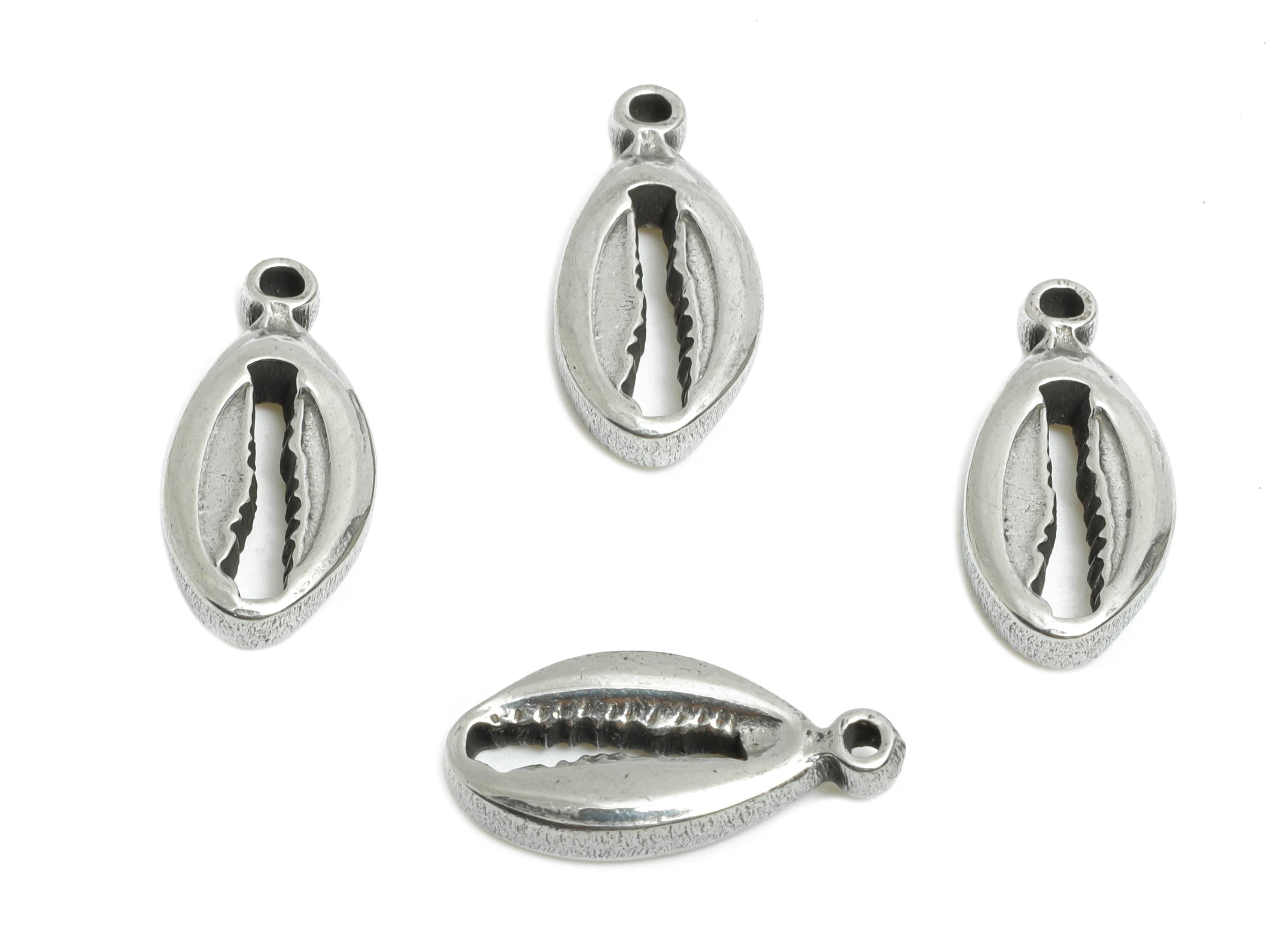 Steel Seashell Pendant - Textured Starfish Charms for Bracelet - Summer Marine Life Pendant - Coastal Jewelry - 16.63x7.89x3.16mm - SS1856 - DOMEDBAZAAR