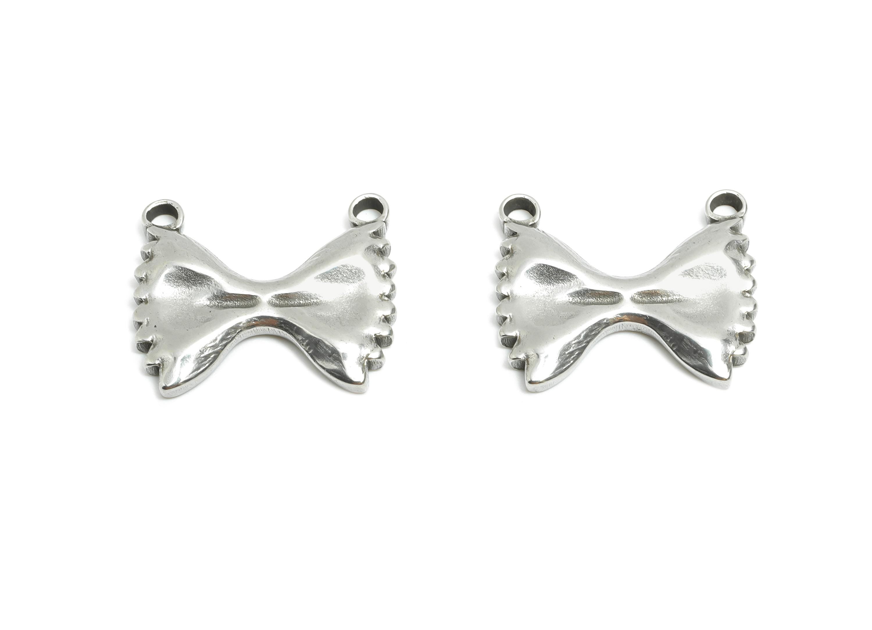 Stainless Steel Bow Pendant - Ballet Ribbon Charms for Necklace - Jewelry Making Supplies - Chic Charm for Bracelet - 16x19x2.8mm - SS1914 - DOMEDBAZAAR