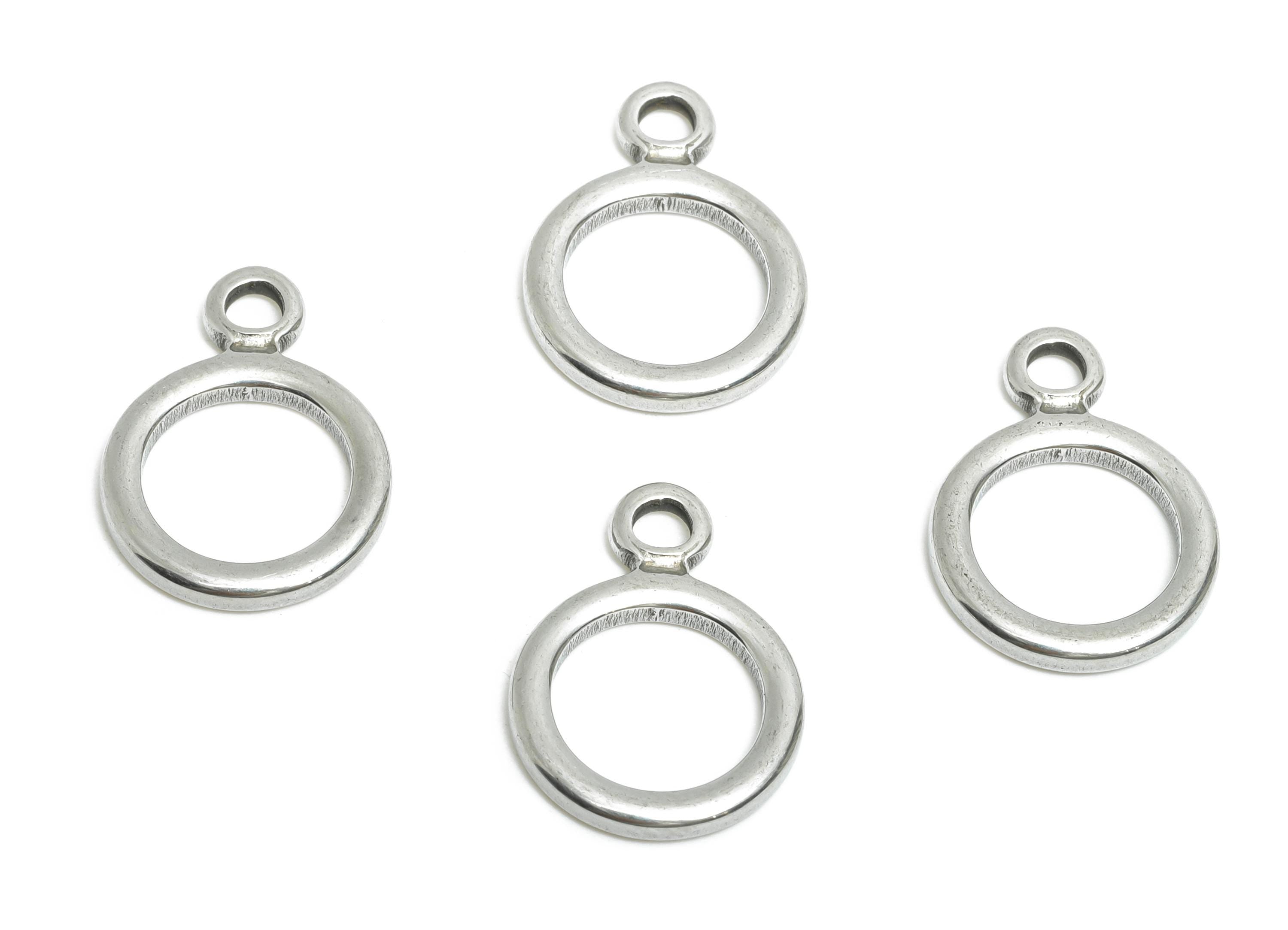 Stainless Steel Round Pendant - Simple Silver Geometric Charms for Necklace - Jewelry Making Supplies - Steel Finding - 18x13x1.9mm - SS1880 - DOMEDBAZAAR