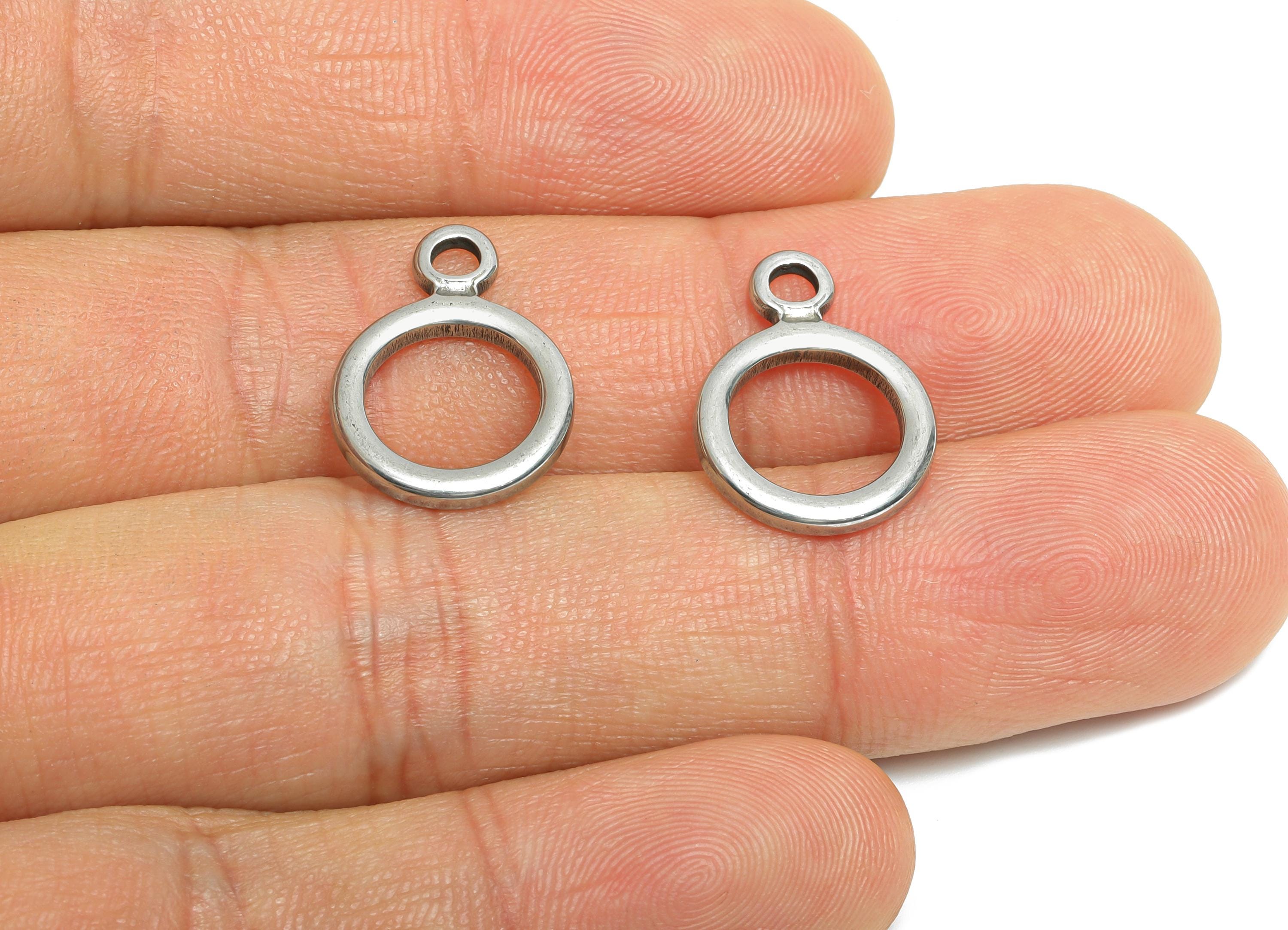 Stainless Steel Round Pendant - Simple Silver Geometric Charms for Necklace - Jewelry Making Supplies - Steel Finding - 18x13x1.9mm - SS1880 - DOMEDBAZAAR