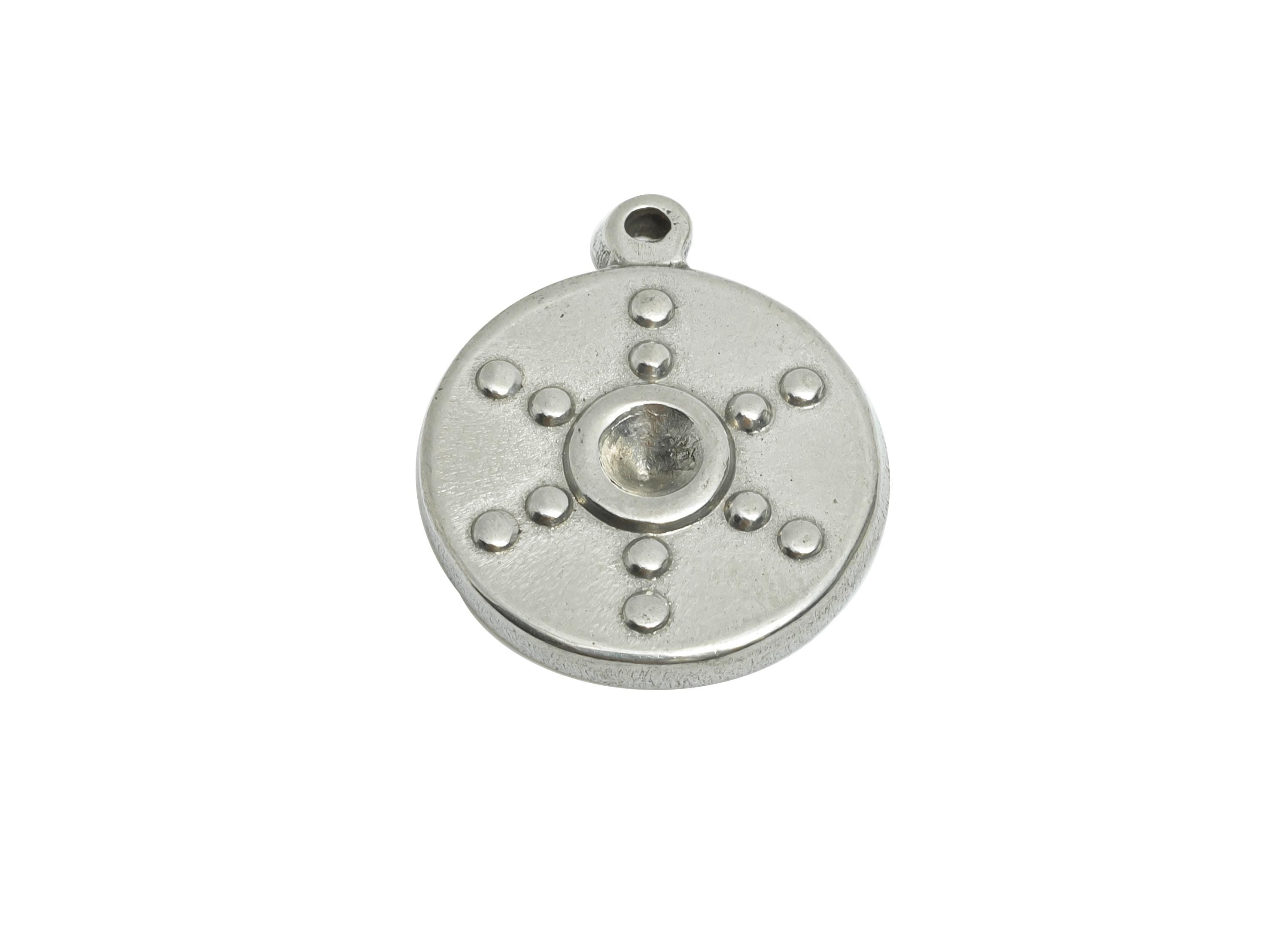 Stainless Steel Round Pendant - Minimalist Decorative Jewelry Making Supplies - Boho Chic Pendant For Diamond - 19x16x2.78mm - SS1921 - DOMEDBAZAAR