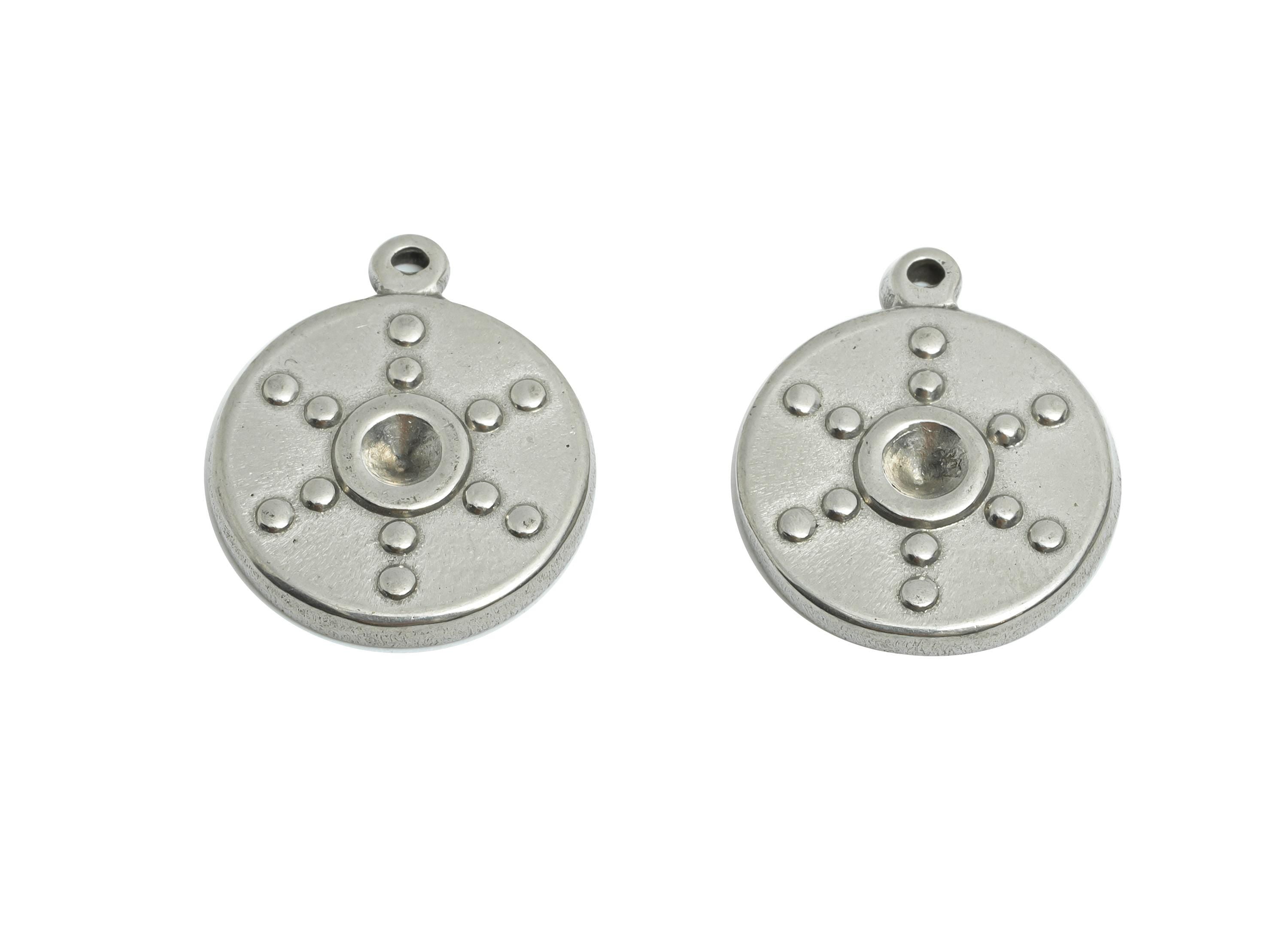 Stainless Steel Round Pendant - Minimalist Decorative Jewelry Making Supplies - Boho Chic Pendant For Diamond - 19x16x2.78mm - SS1921 - DOMEDBAZAAR