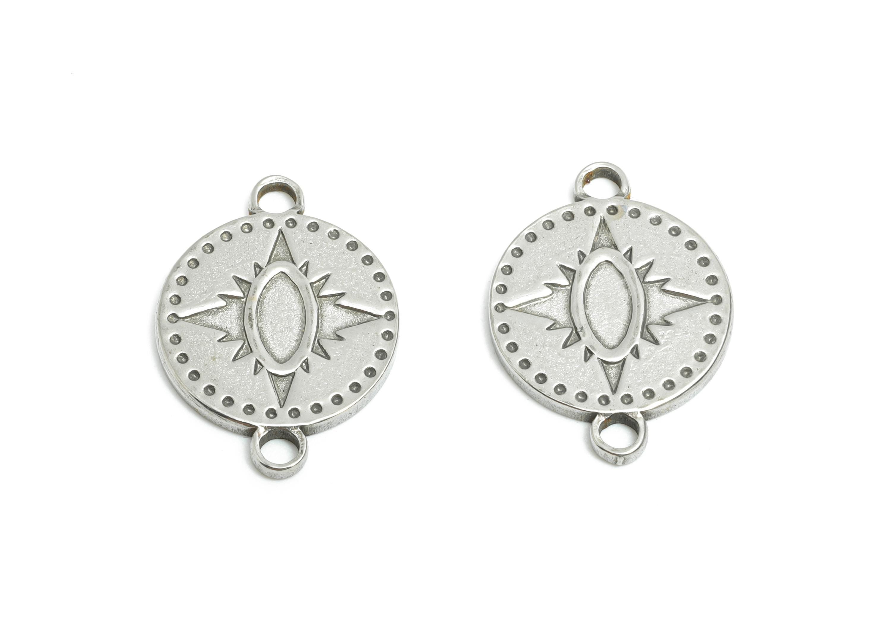 Steel Starburst Connector - Minimalist Steel North Star Pendant - Minimalist Celestial For Necklace - Boho Star Pendant - 20x14x1mm - SS1818 - DOMEDBAZAAR