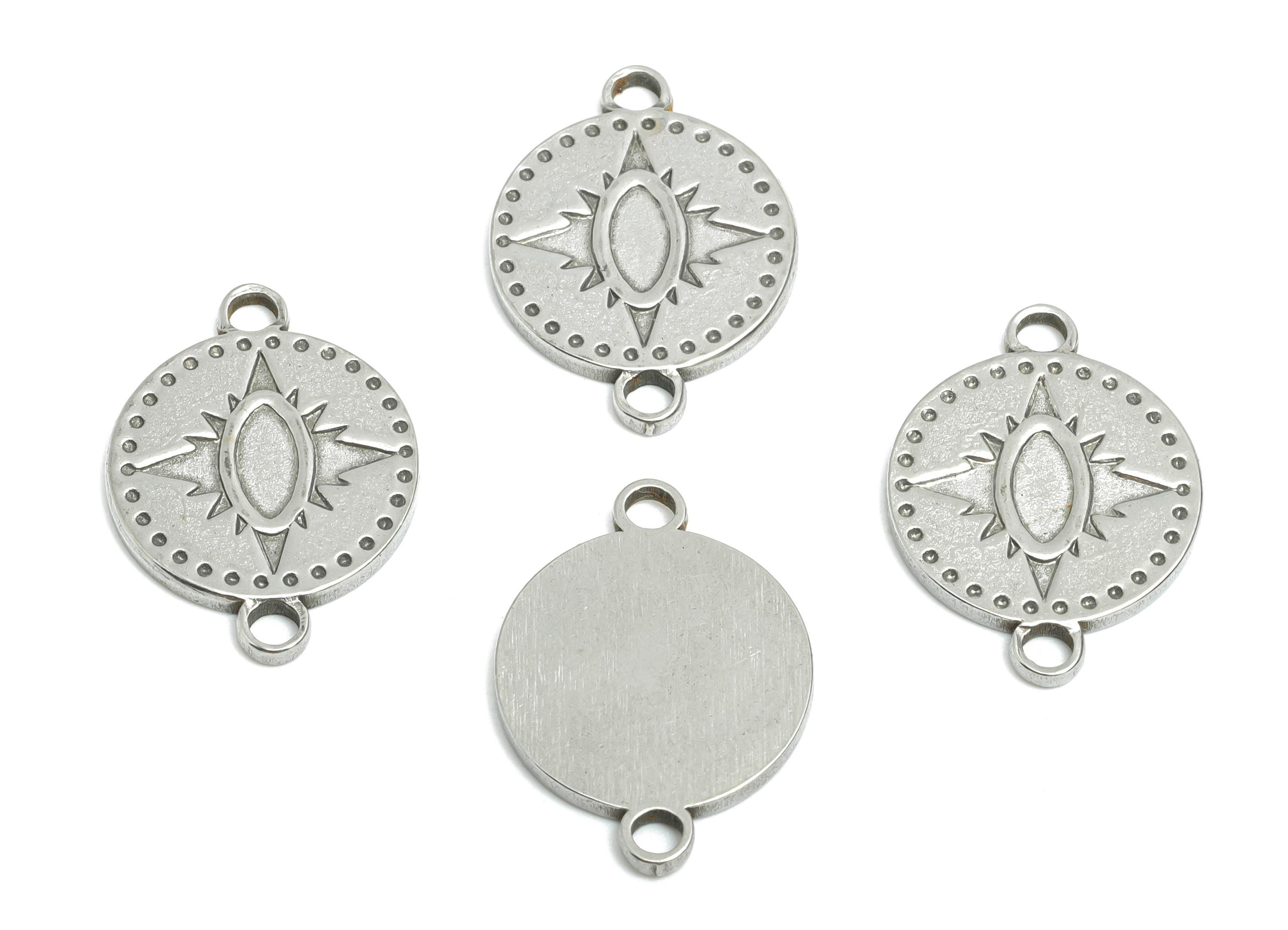 Steel Starburst Connector - Minimalist Steel North Star Pendant - Minimalist Celestial For Necklace - Boho Star Pendant - 20x14x1mm - SS1818 - DOMEDBAZAAR