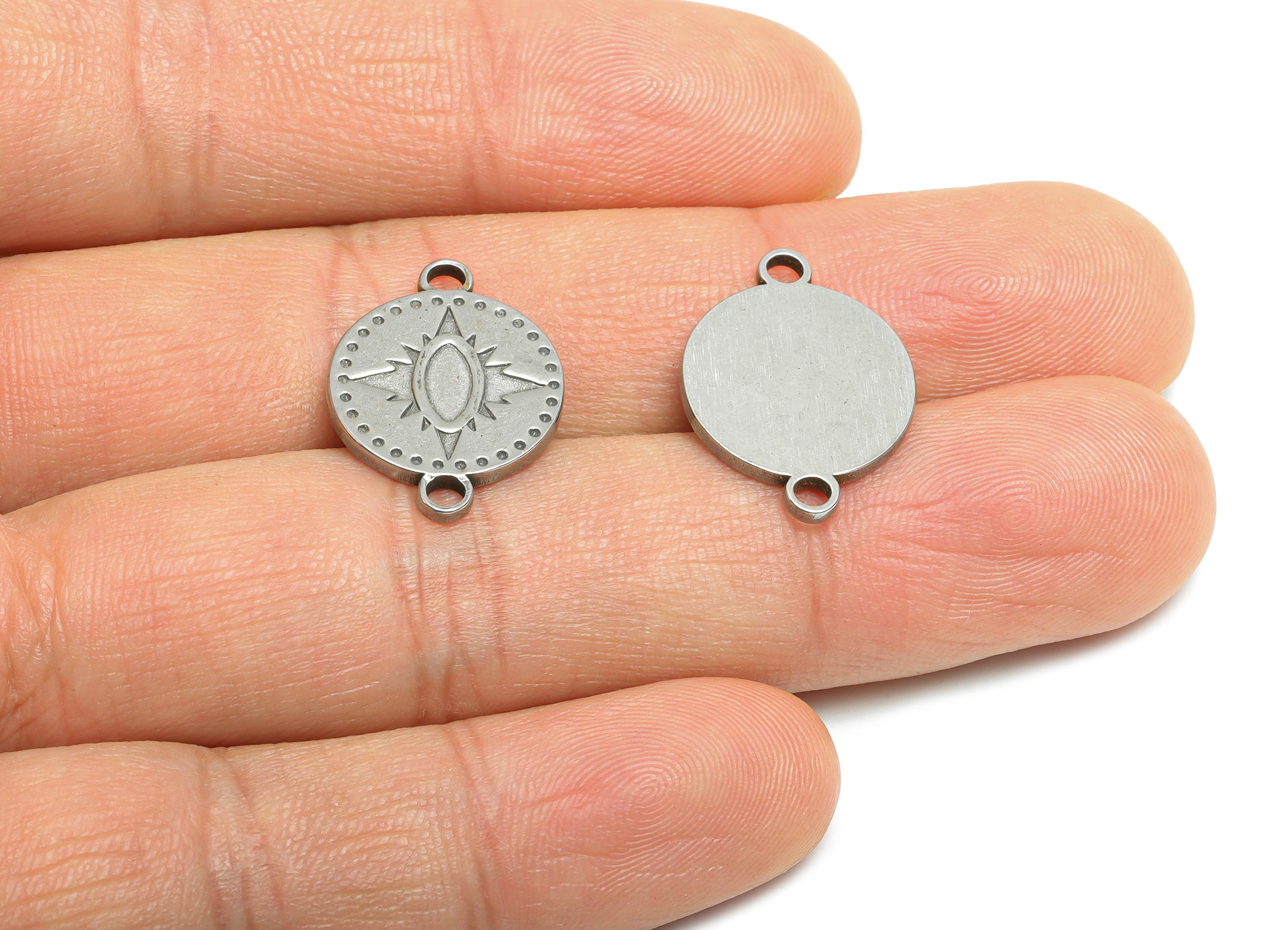 Steel Starburst Connector - Minimalist Steel North Star Pendant - Minimalist Celestial For Necklace - Boho Star Pendant - 20x14x1mm - SS1818 - DOMEDBAZAAR