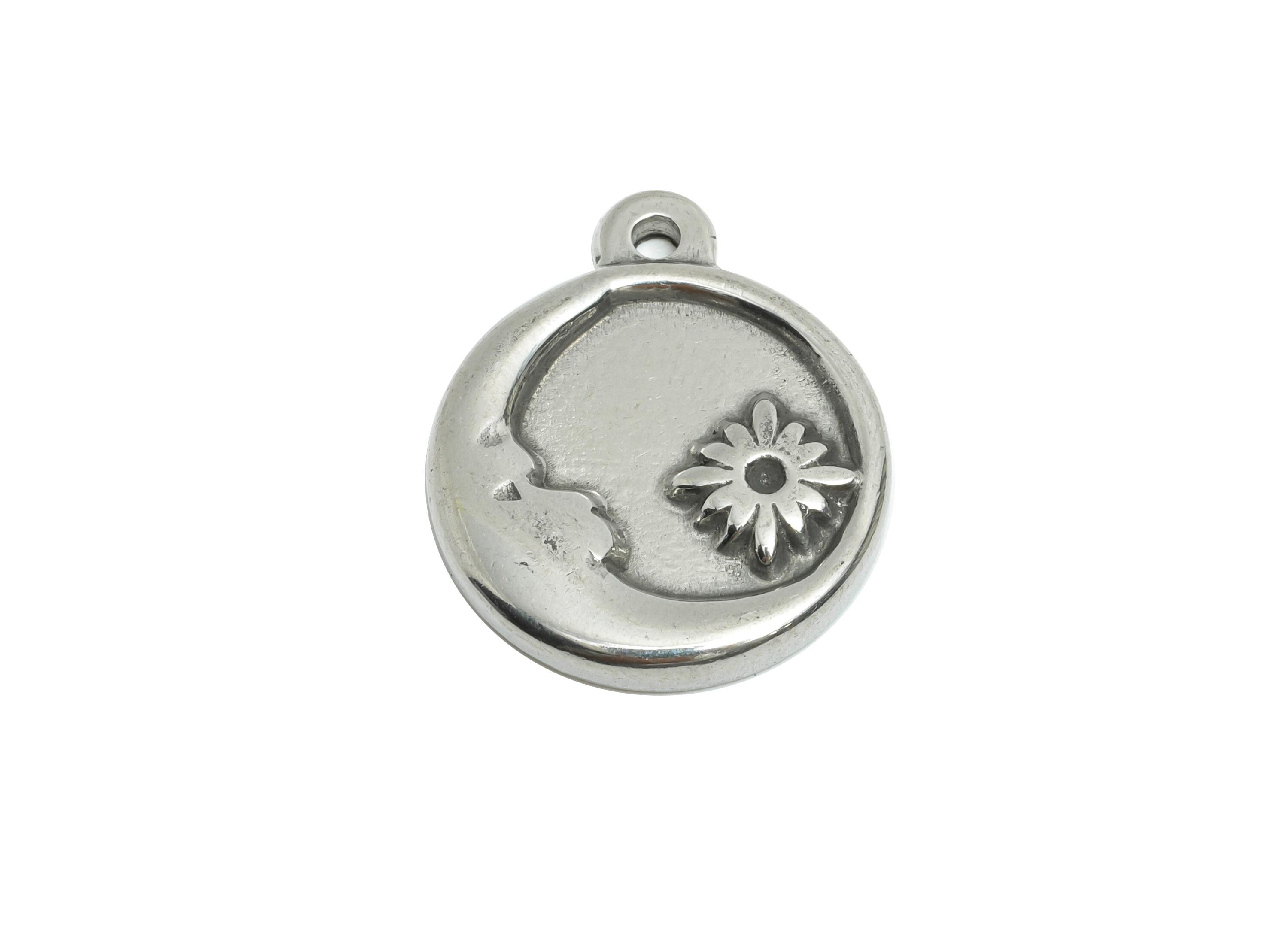 Steel Crescent Pendant - Moon Star Pendant for Necklace - Celestial Boho Crescent Pendant - Stainless Steel Jewelry - 21x18x2.72mm - SS1810 - DOMEDBAZAAR