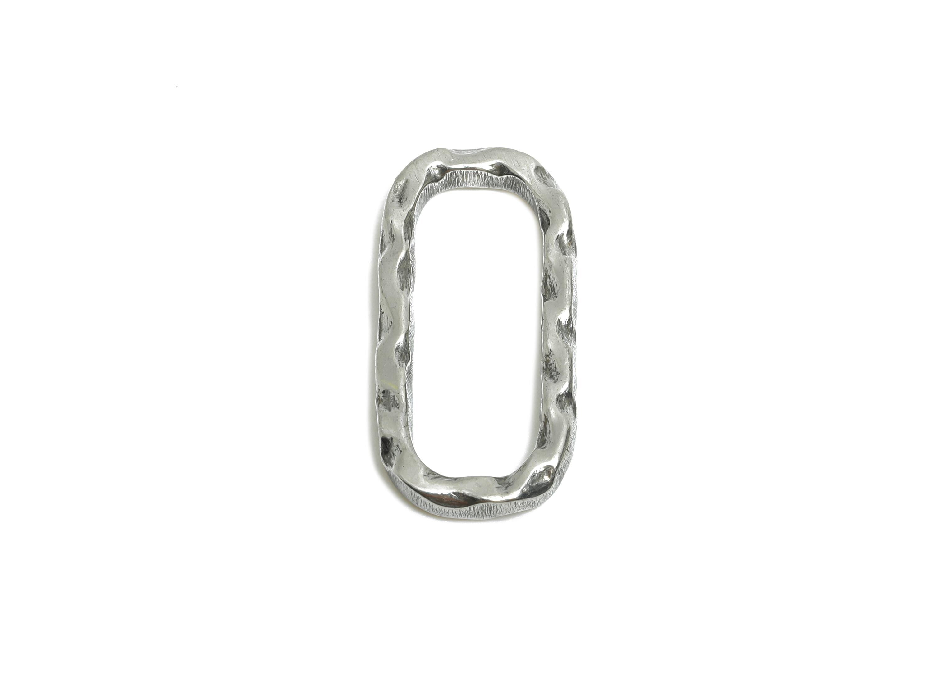 Hammered Rectangular Pendant - Steel Textured Link Charm - Chunky Hammered Charm - Minimalist Stainless Steel Jewelry - 22x10x2mm - SS1915 - DOMEDBAZAAR