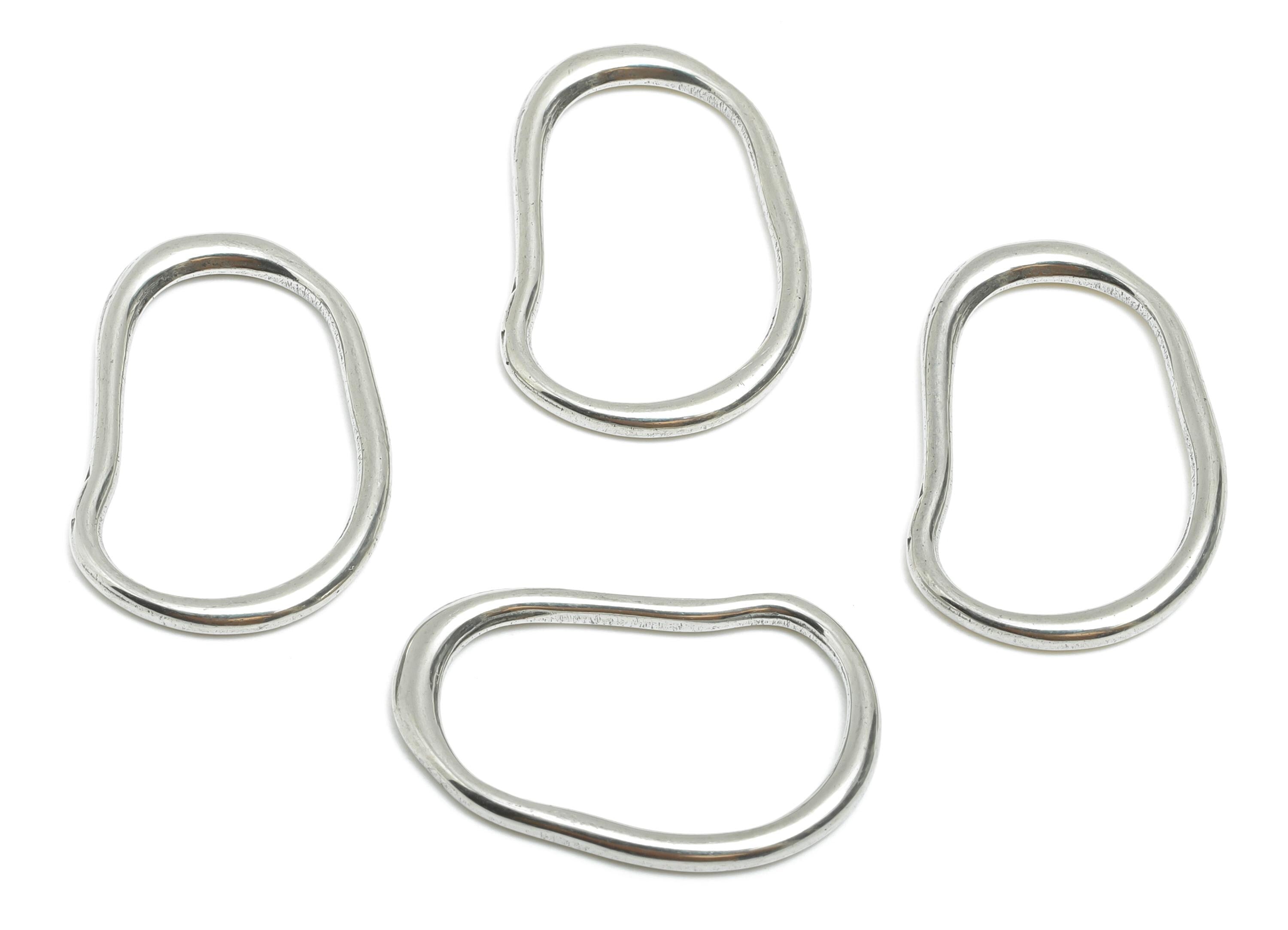 Steel Geometry Pendant - Steel Curved Link Charm - Artistic Handcrafted Oval Charm - Minimalist Stainless Steel Jewelry - 26x17x2mm - SS1748 - DOMEDBAZAAR