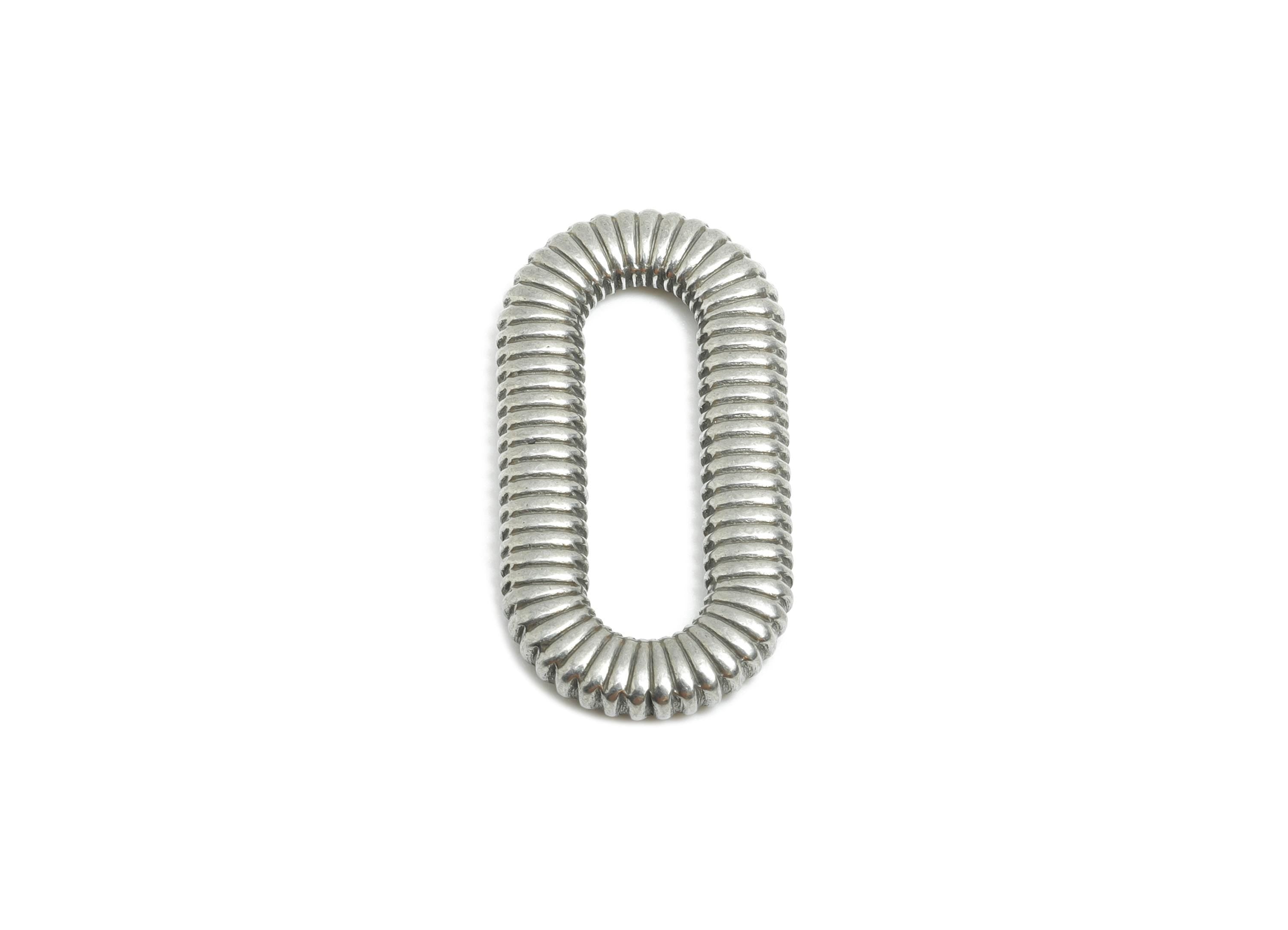 Steel Oval Connector - Steel Geometry Minimalist Link Charm - Textured Oval Rectangle Charm - Stainless Steel Jewelry - 26x13x3mm - SS1976 - DOMEDBAZAAR