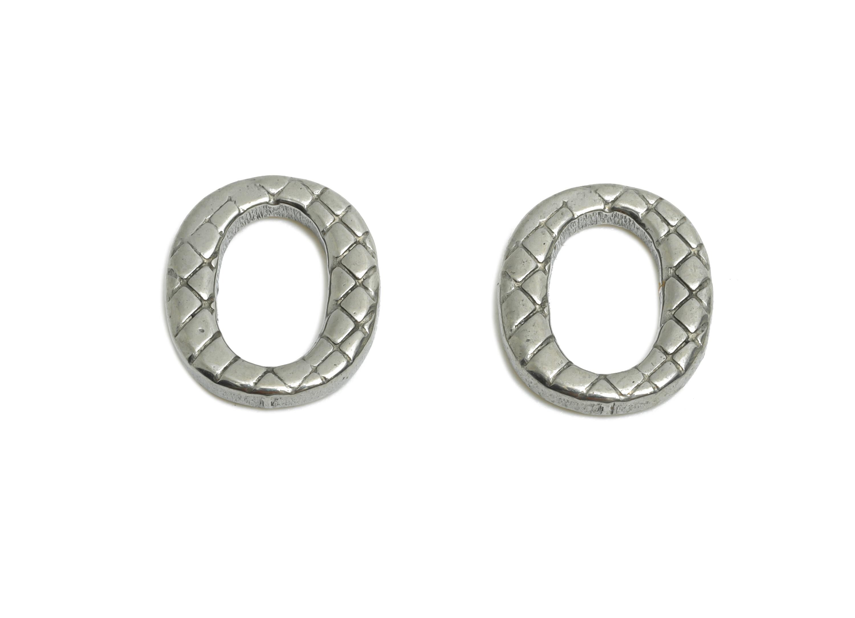 Textured Oval Connector - Steel Woven Pattern Charm - Snake Skin Textured Link Charm - Stainless Steel Jewelry - 11x10x1.91mm - SS1904 - DOMEDBAZAAR