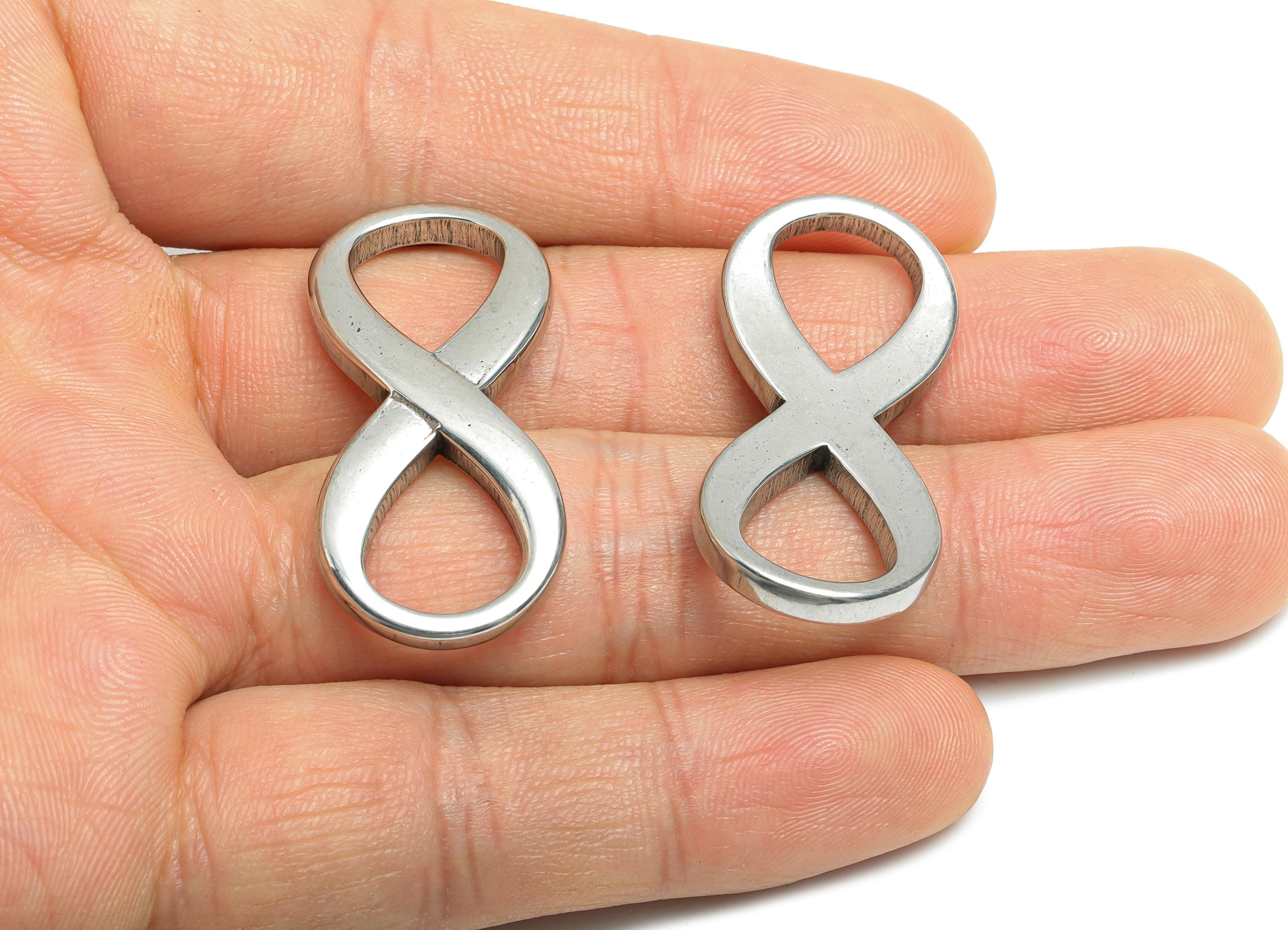 Infinity Loop Steel Pendant - Steel Endless Loop Modern Charm - Sleek Silver Infinity Pendant - Stainless Steel Jewelry - 37x17x3mm - SS1984 - DOMEDBAZAAR