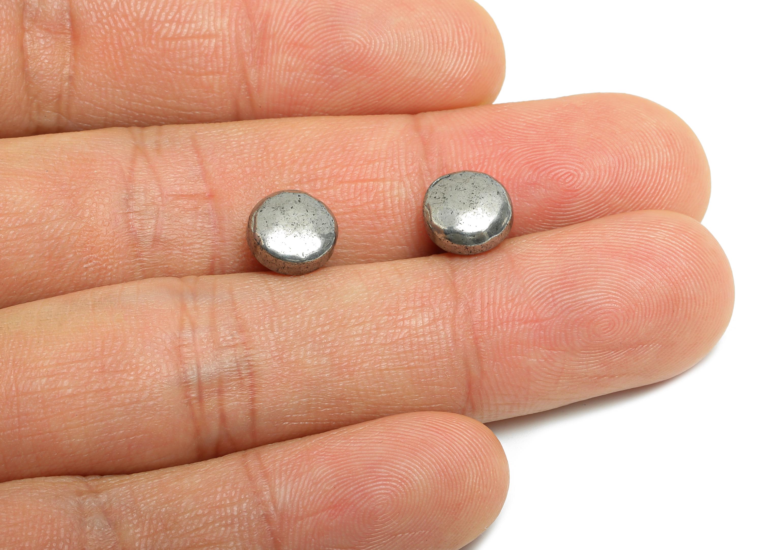 Polished Steel Round Bead - Shiny Silver Dome Jewelry Component - Sleek Solid Minimalist Bead- Stainless Steel Jewelry - 8x8x4.6mm - SS1908 - DOMEDBAZAAR