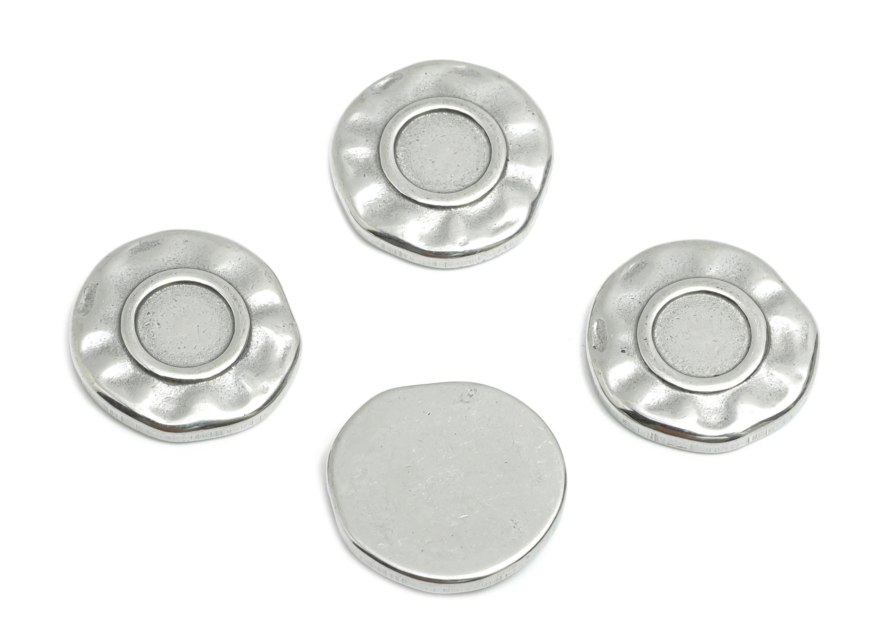 Stainless Steel Coin Charms - Hammered Round Steel Charm - Round Craft Supply For Gemstone - Stainless Steel Jewelry - 13x13x2.23mm - SS1891 - DOMEDBAZAAR