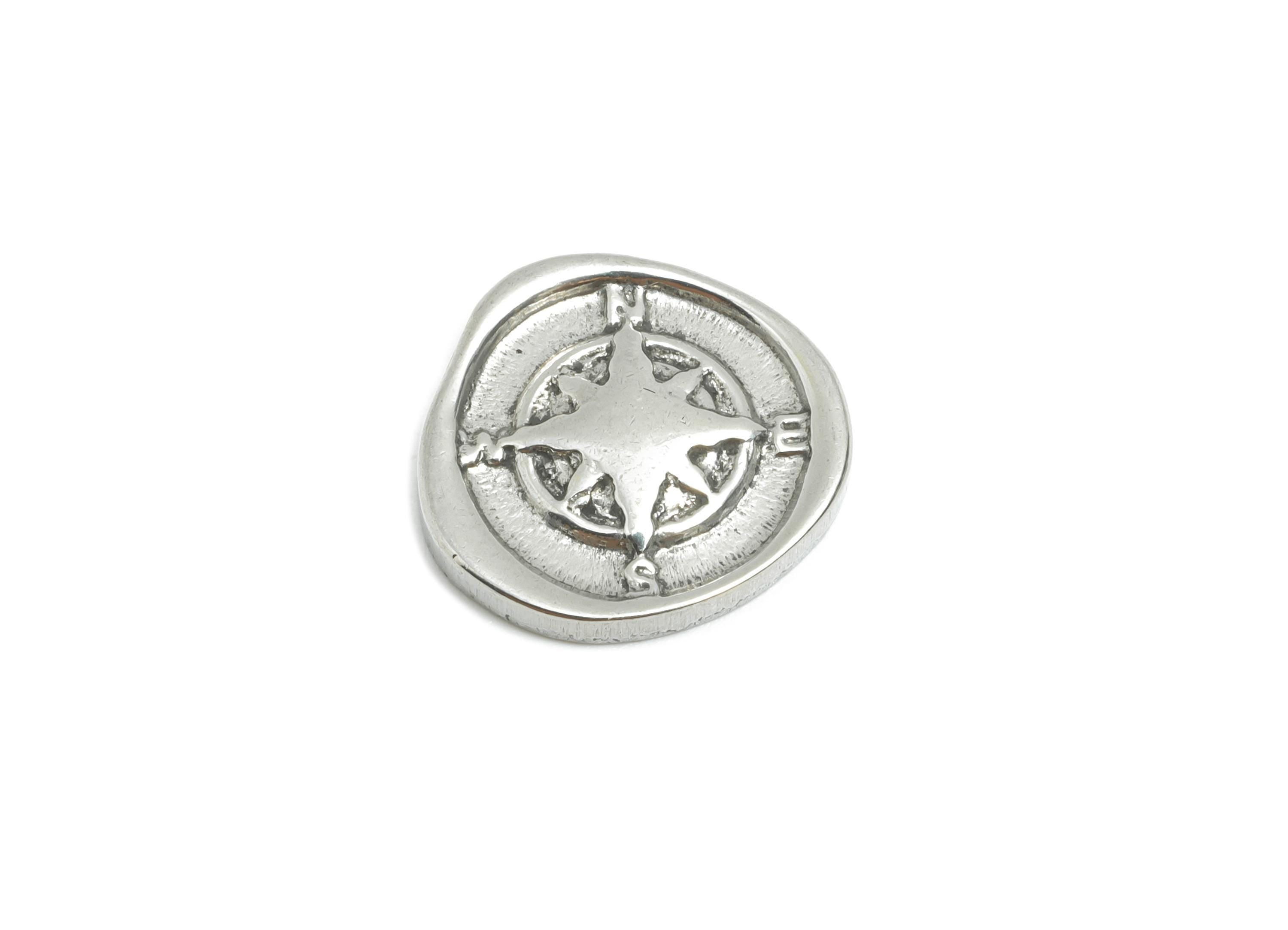 Stainless Steel Compass Button - NSEW Compass Charm - Travel Compass Decorative Element - Stainless Steel Jewelry - 14x14x2.36mm - SS1926 - DOMEDBAZAAR