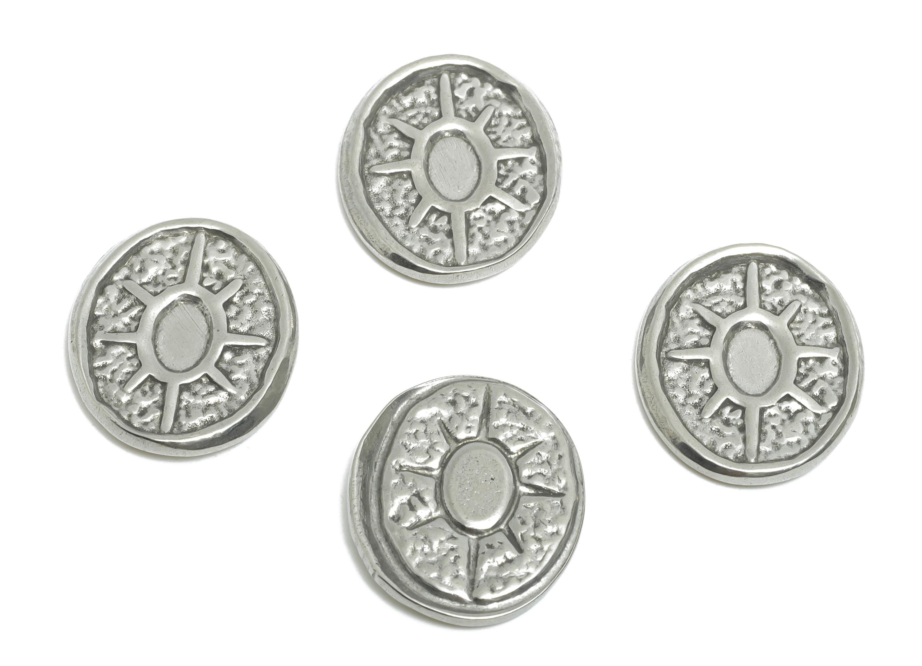 Stainless Steel Sun Charms - Textured Oval Sunburst Charm - Oval Craft Supply For Gemstone - Stainless Steel Jewelry - 18x14x1mm - SS1864 - DOMEDBAZAAR