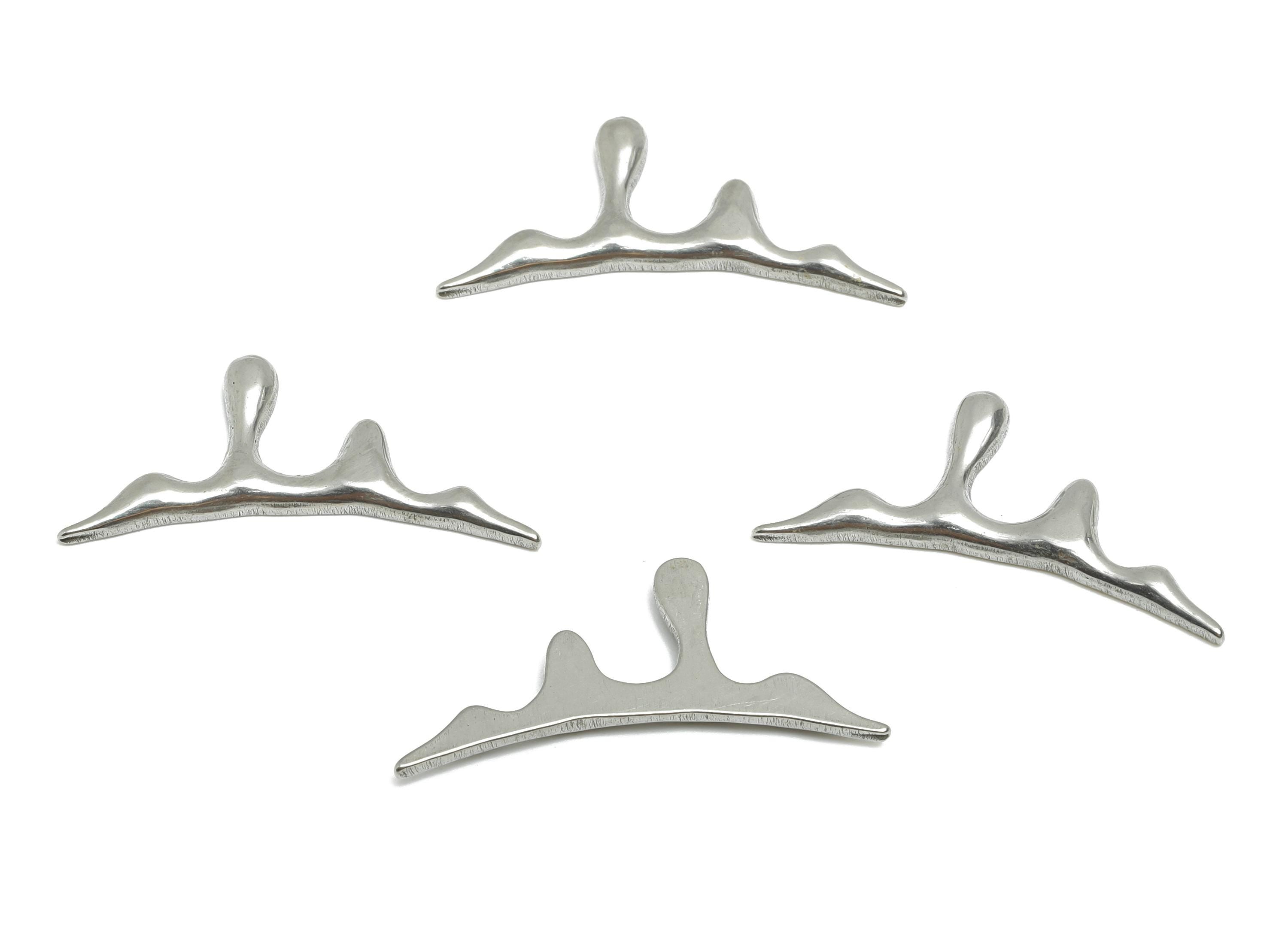 Steel Liquid Flow Charm - Abstract Melt Fluid Modern Jewelry - Minimalist Wave Charm - Stainless Steel Jewelry - 30x12x1.75mm - SS1750 - DOMEDBAZAAR