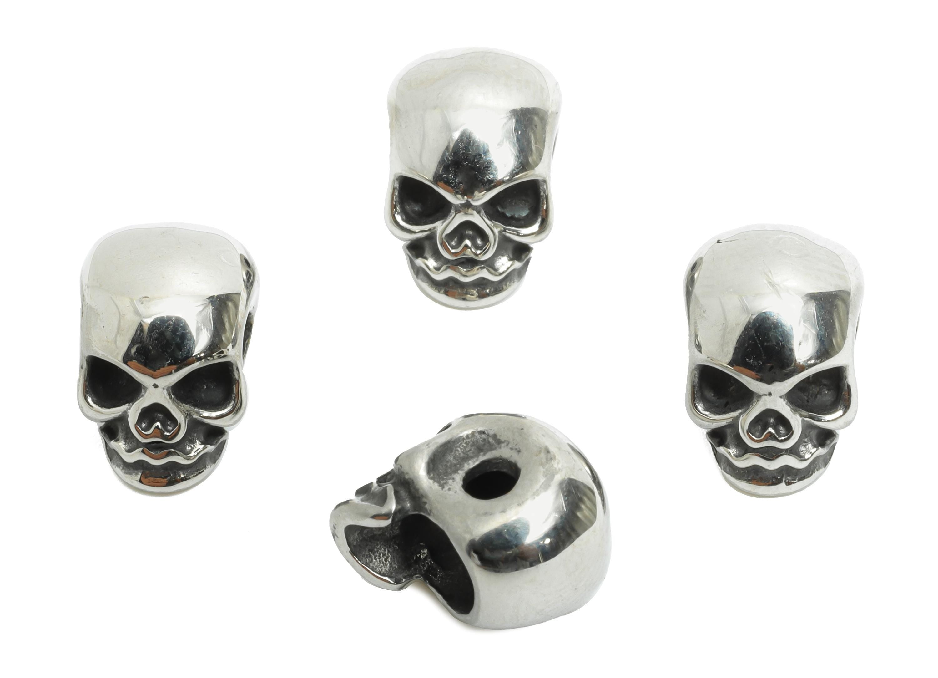 Steel Skull Bead - Skull Spacer Bead for Bracelet - 304 Stainless Steel - Punk Style Charm - Halloween Jewelry - 12.73x8.34x9.92mm - SS1579 - DOMEDBAZAAR