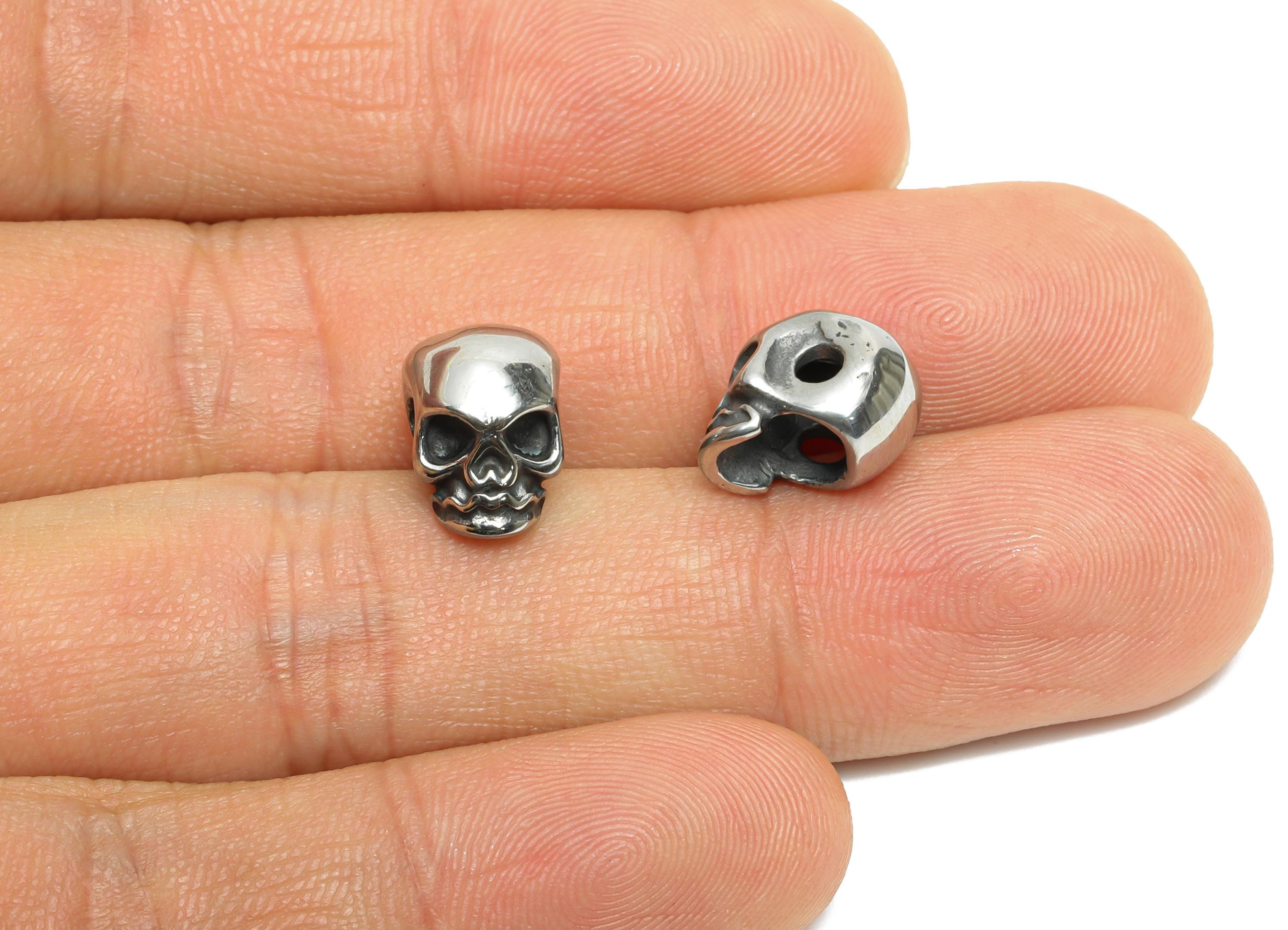 Steel Skull Bead - Skull Spacer Bead for Bracelet - 304 Stainless Steel - Punk Style Charm - Halloween Jewelry - 12.73x8.34x9.92mm - SS1579 - DOMEDBAZAAR