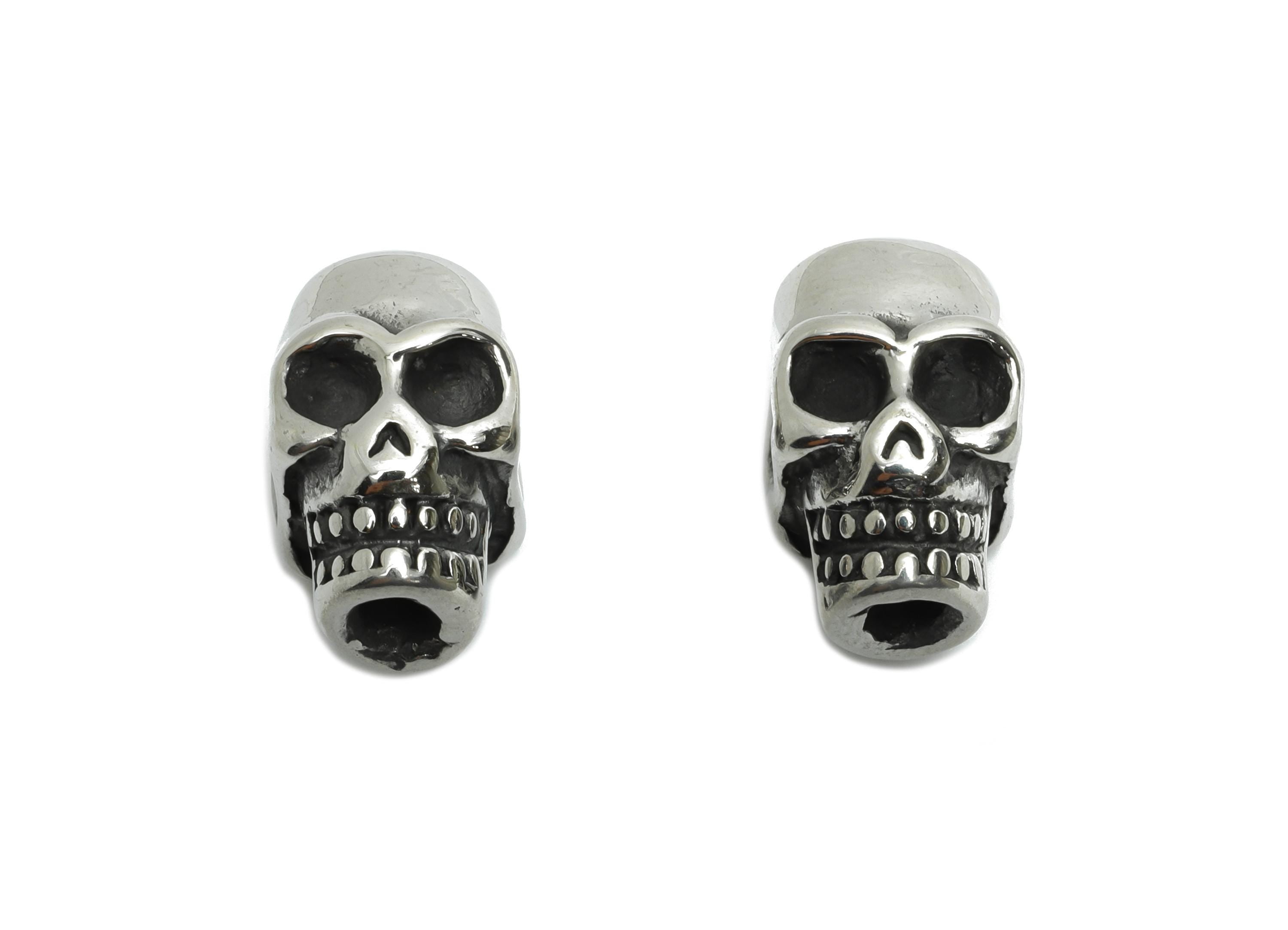 Steel Skull Bead - Double Sided Skull Spacer Bracelet Bead - 304 Stainless Steel - Punk Style Charm - Halloween Jewelry - 15x9x11mm - SS1577 - DOMEDBAZAAR